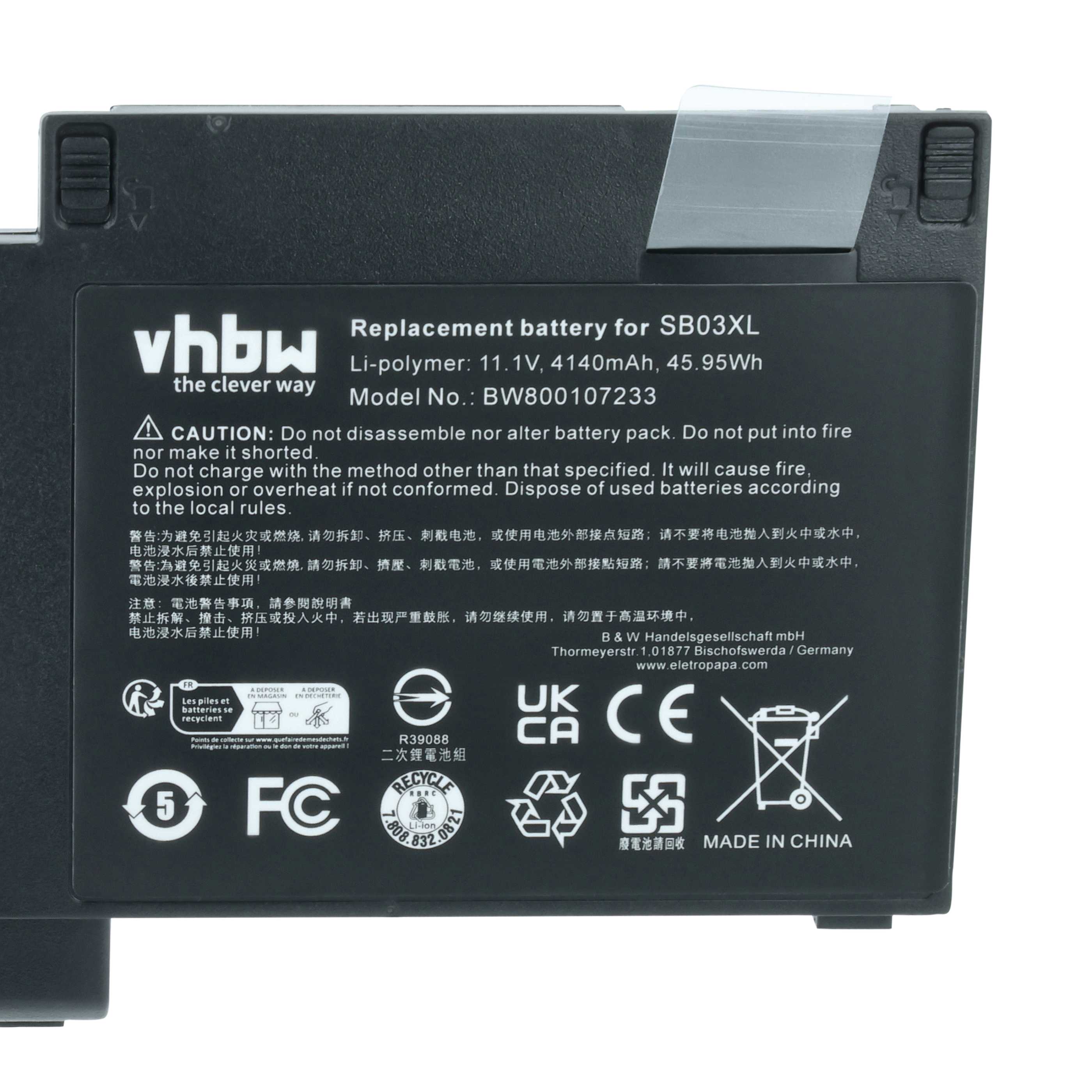 Notebook Battery replaces HP 716726-1C1, 716726-171, 716725-171, 716725-1C1 - 4140 mAh 11.1 V Li-Ion, black
