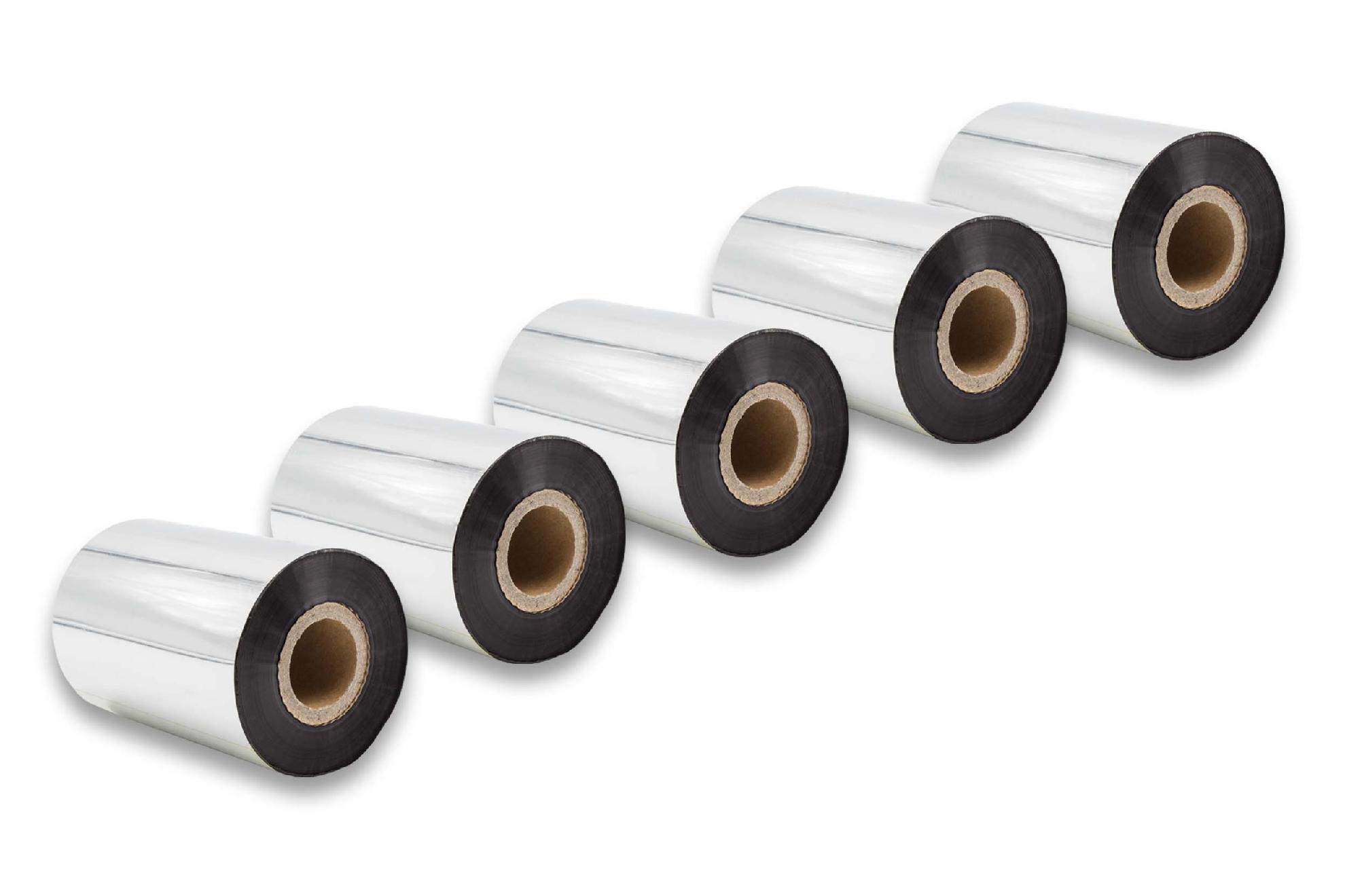 5x Thermotransferband passend für Godex, Printronix, TSC, Valentin Drucker u.a. - 90 mm x 300 m, Wachs-Plus