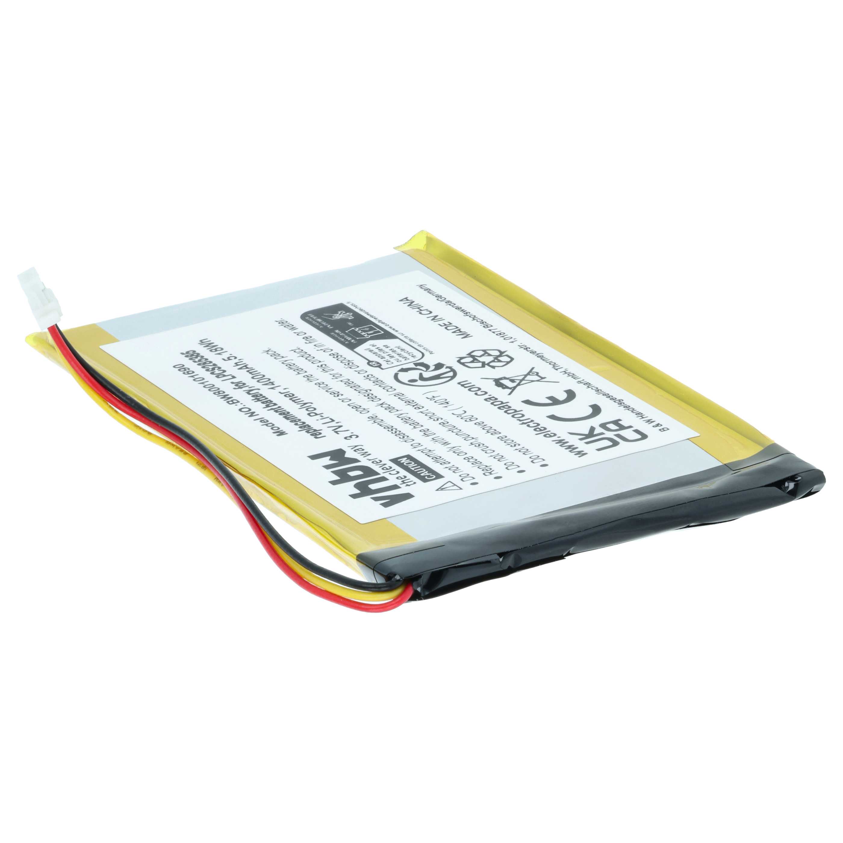 MP3-Player Battery replaces Creative Labs LPCS285385, BA20603R79914, DVP-HD0003 - 1400 mAh 3.7 V Li-Ion