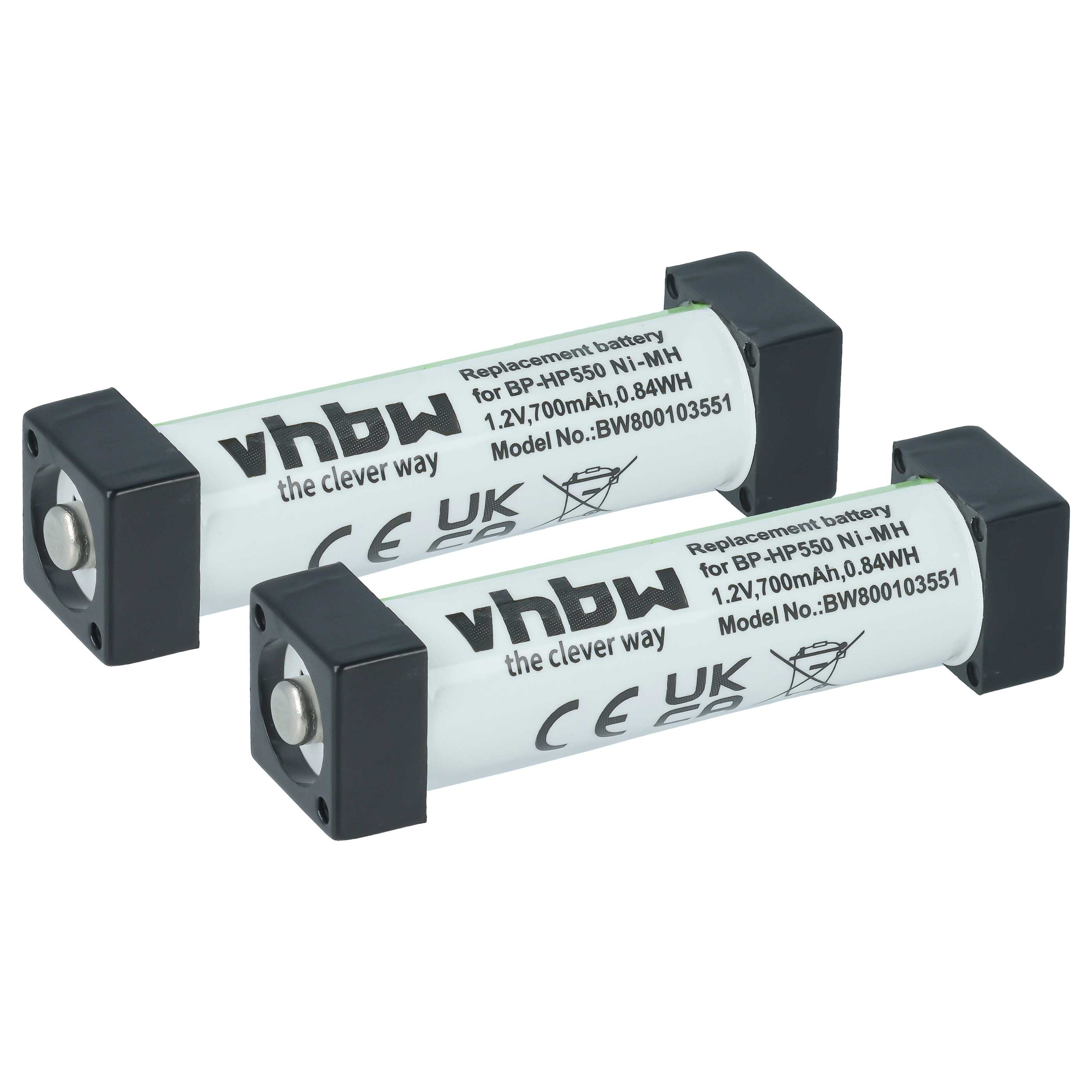 2 x Akku als Ersatz für Sony BP-HP550, 1-756-316-22, 1-756-316-21 für Sony Headset - 700mAh 1,2V NiMH