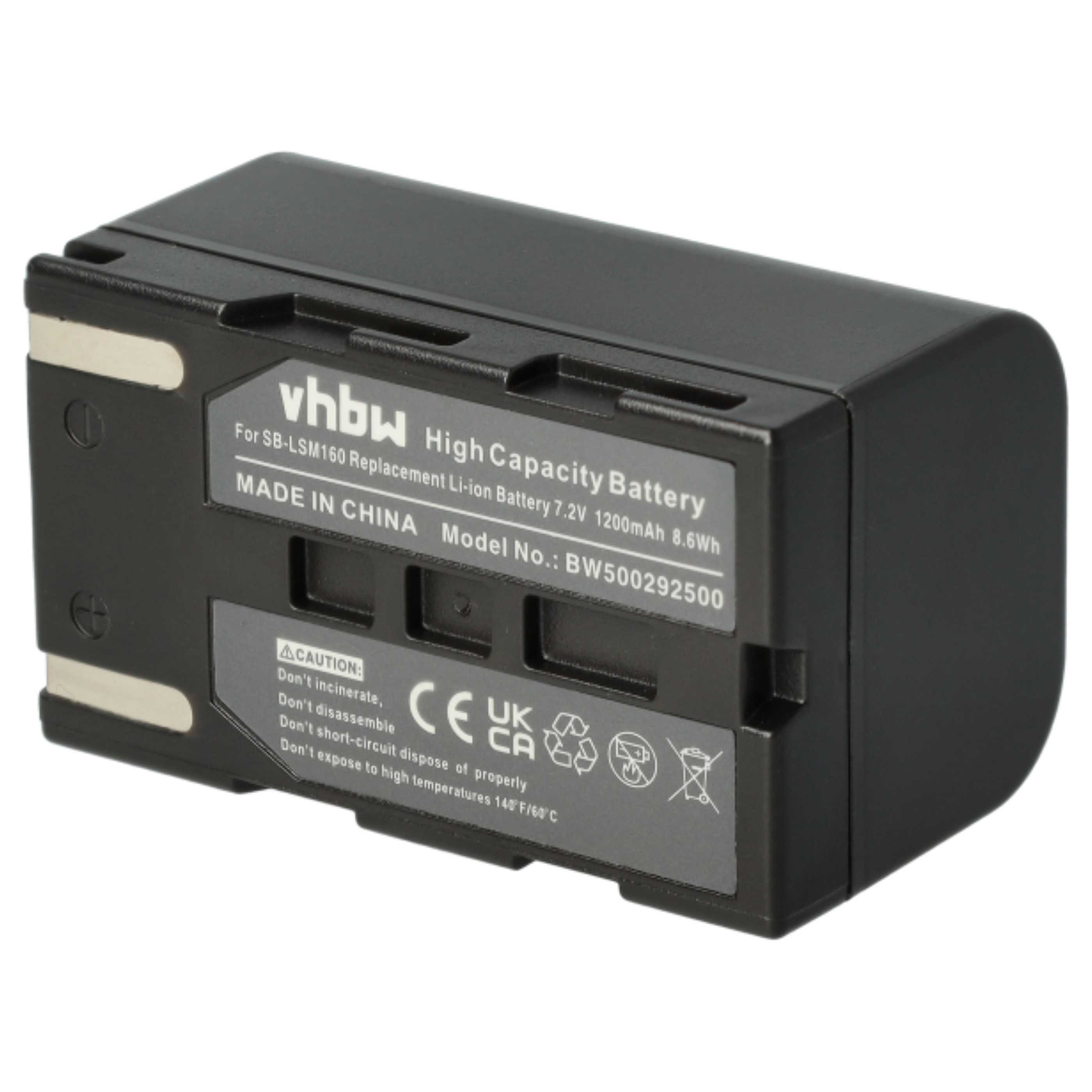 Videocamera 2x Battery replaces Samsung SB-LSM160, SB-LSM320, SB-LSM80 - 1200 mAh 7.2 V Li-Ion