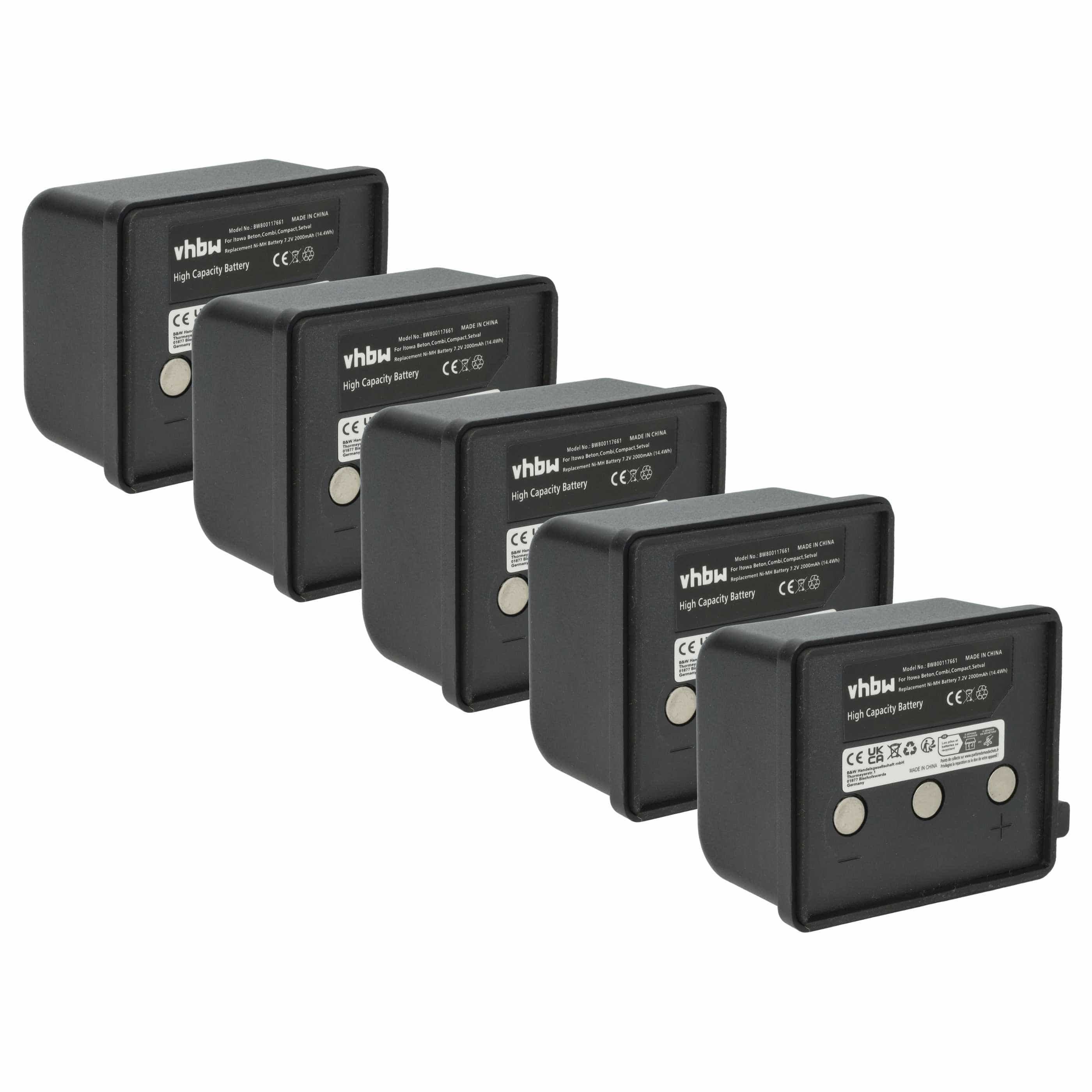 Remote Control 5x Battery replaces Itowa BT7223, BT7223MH - 2000 mAh 7.2 V NiMH