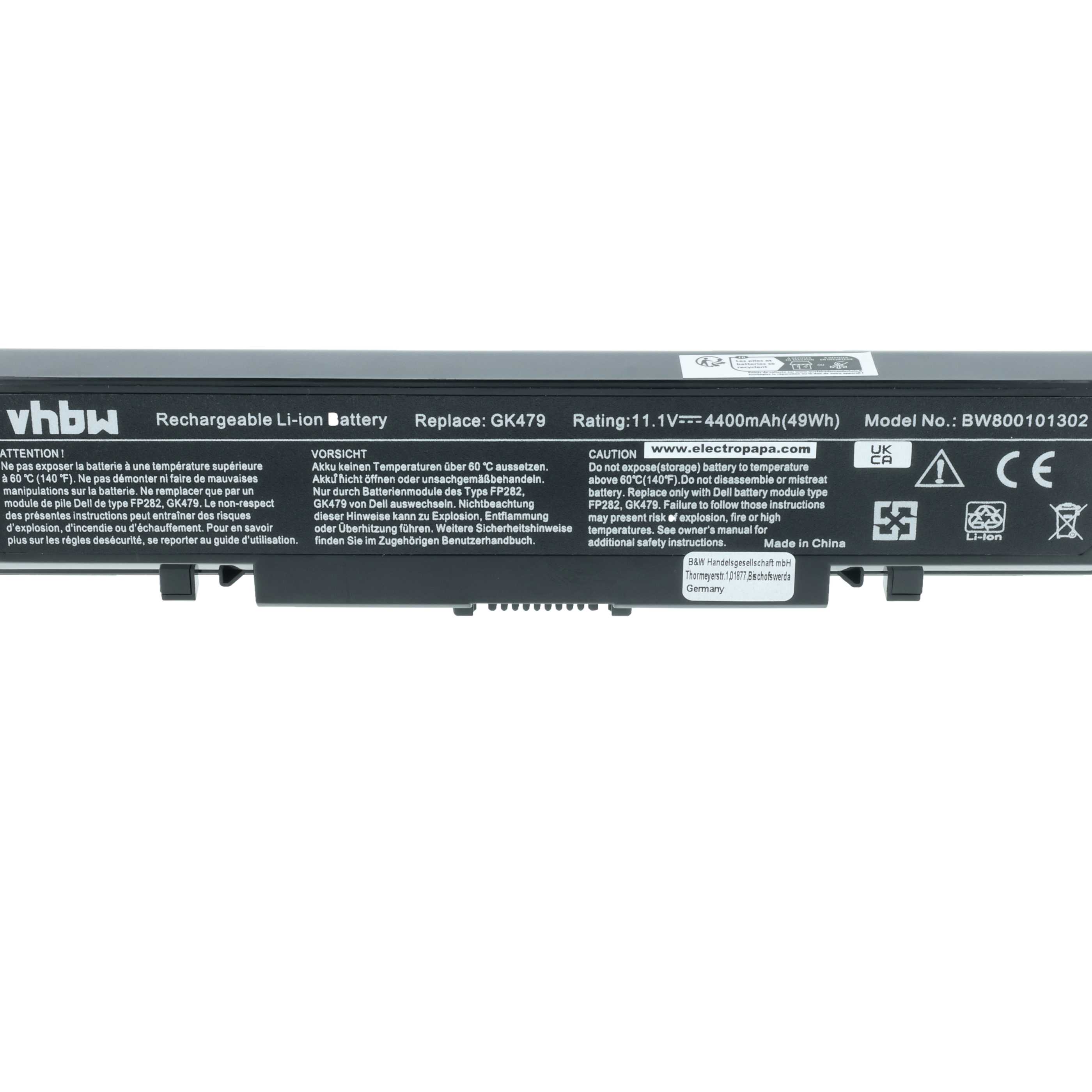 Akumulator do laptopa zamiennik Dell 312-0513, 312-0518, 312-0520, 312-0504 - 4400 mAh 11,1 V Li-Ion, czarny