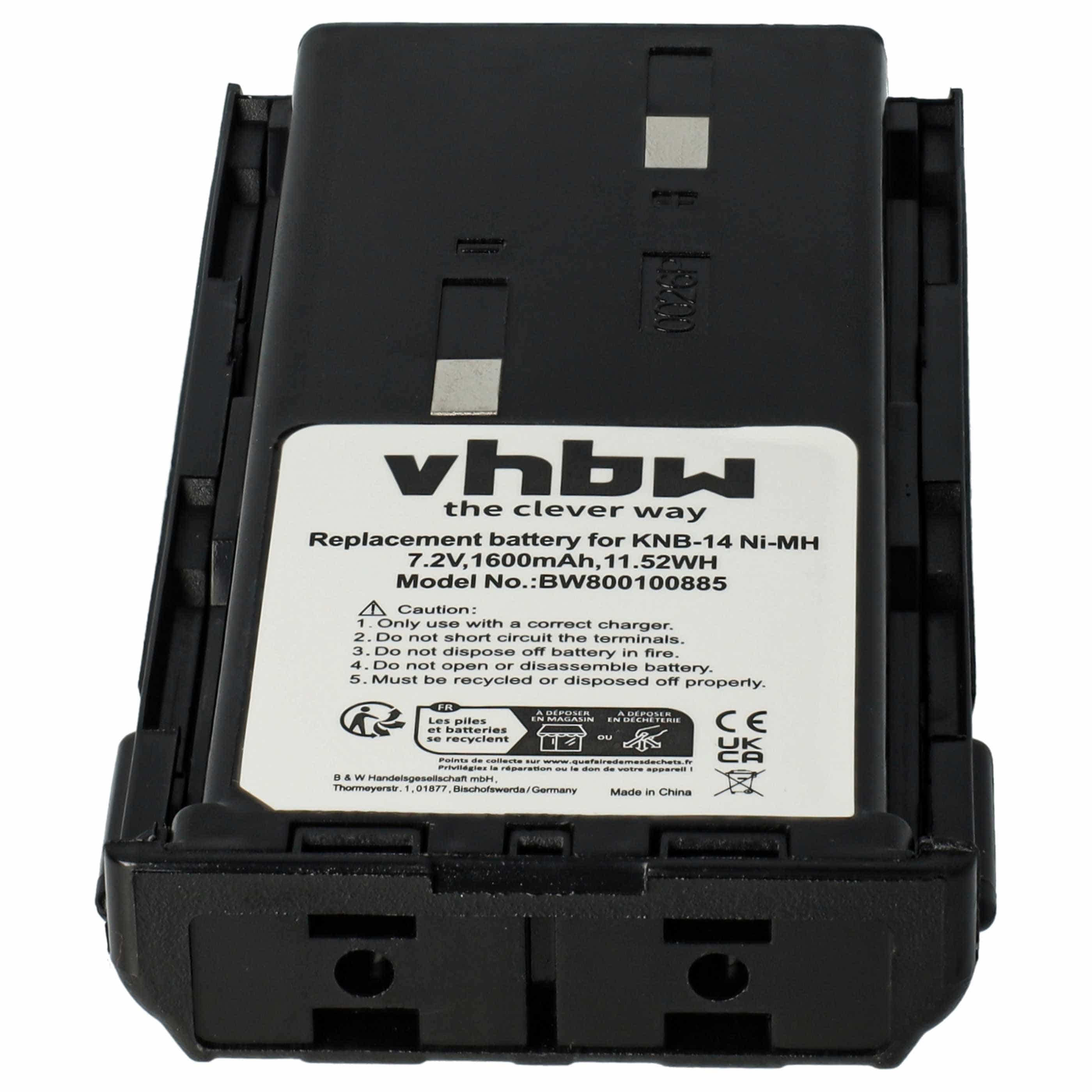 Radio 2x Battery replaces Bidatong BD-15-L - 1600 mAh 7.2 V NiMH
