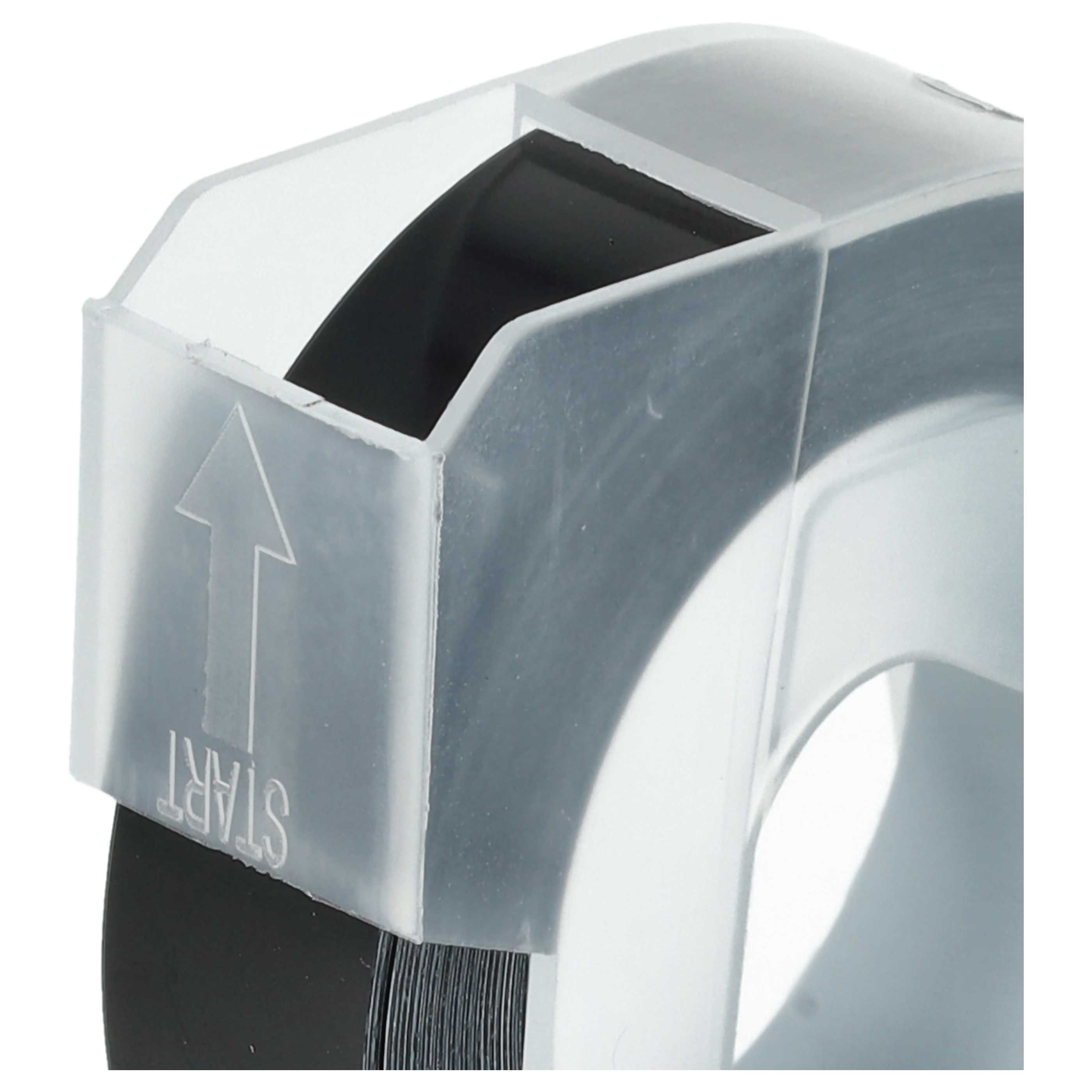 5x 3D Embossing Label Tape replaces Dymo 0898132 - 12 mm White to Black