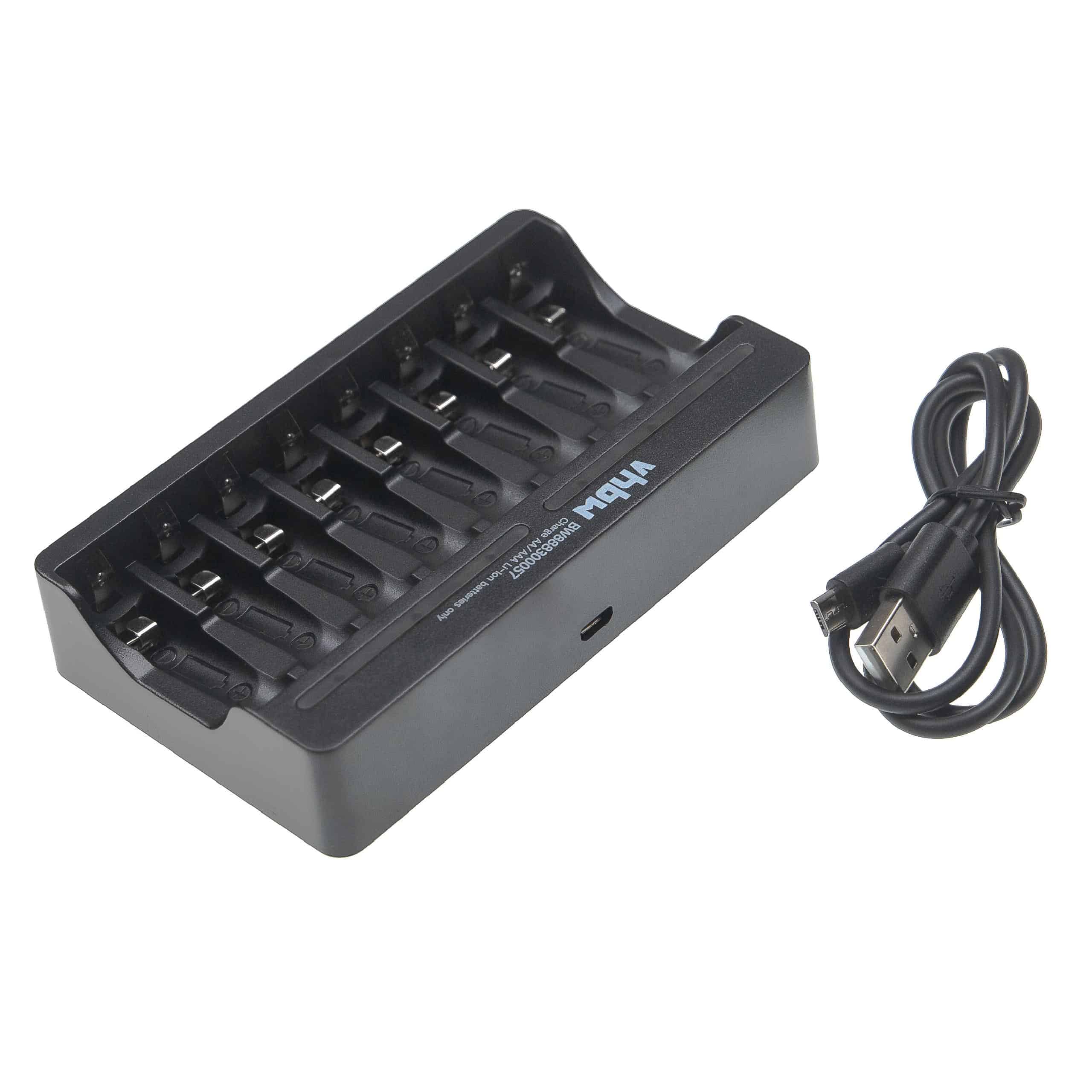 8 Slot Micro USB Charger suitable for AA, AAA Li-Ion Battery Cells