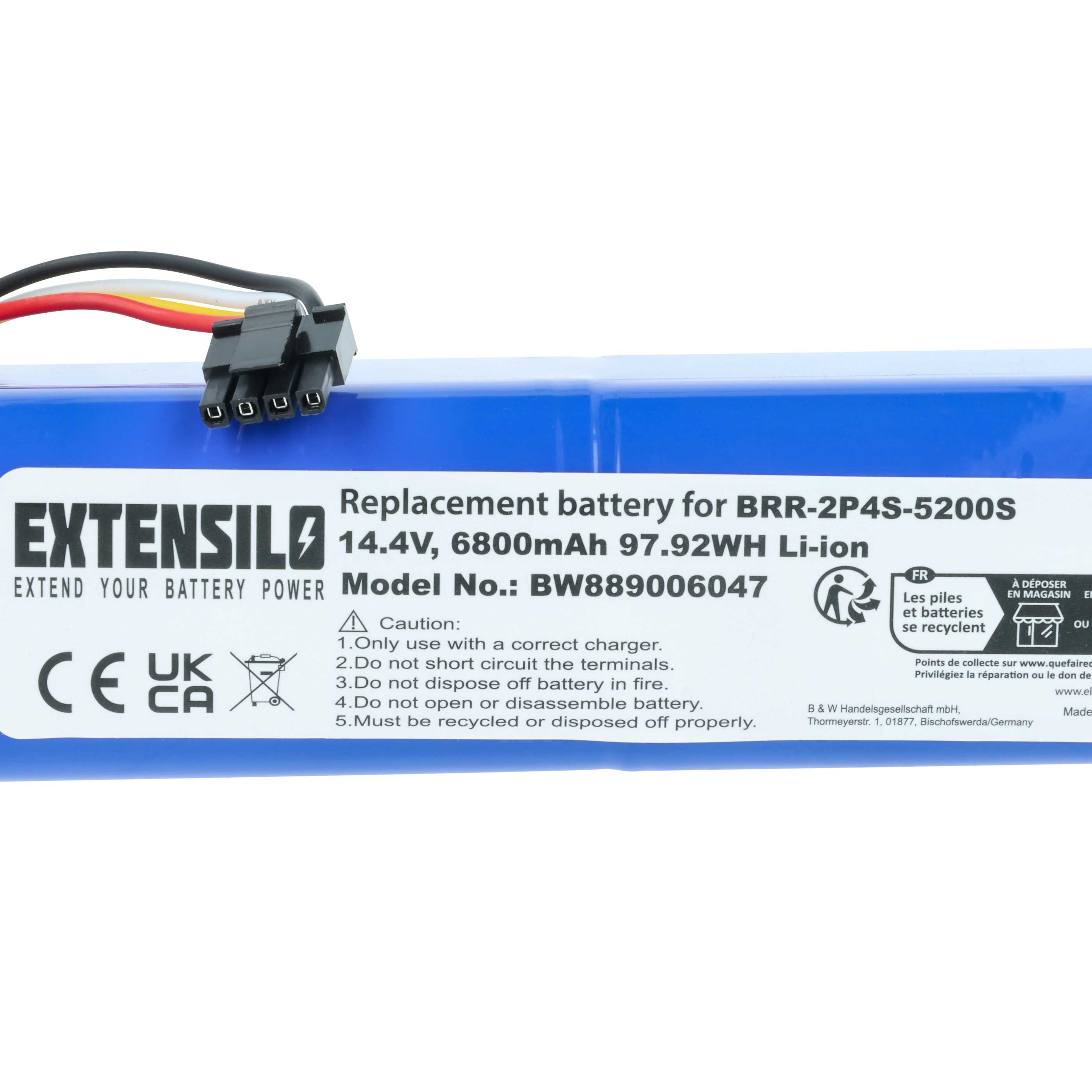 Batterie remplace Xiaomi BRR-2P4S-5200S, P2008-4S2P-MMBK pour aspirateur Dreame - 6,8Ah 14,4V Li-ion