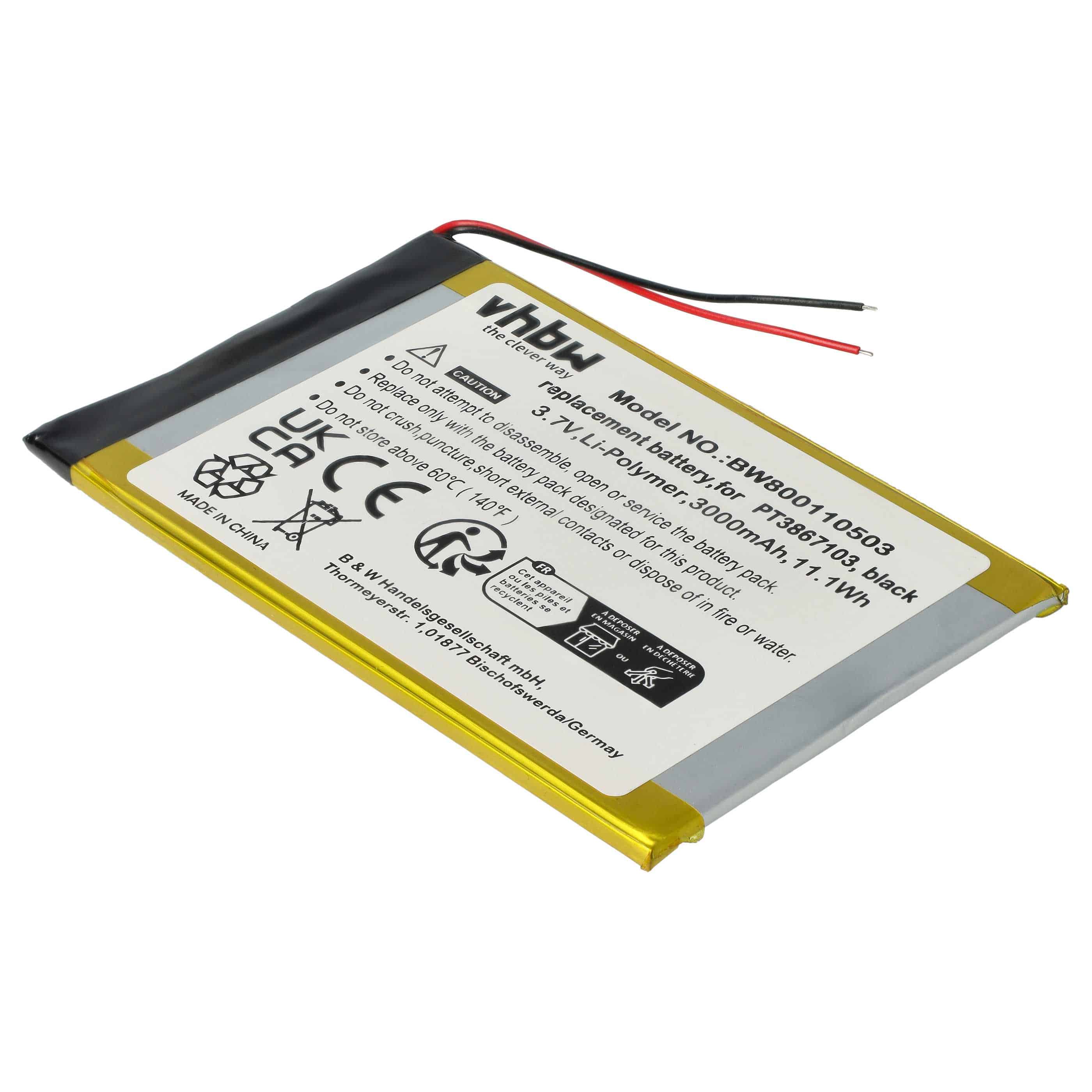 Batteria per tablet sostituisce PT3867103 RCA - 3000mAh 3,7V Li-Poly