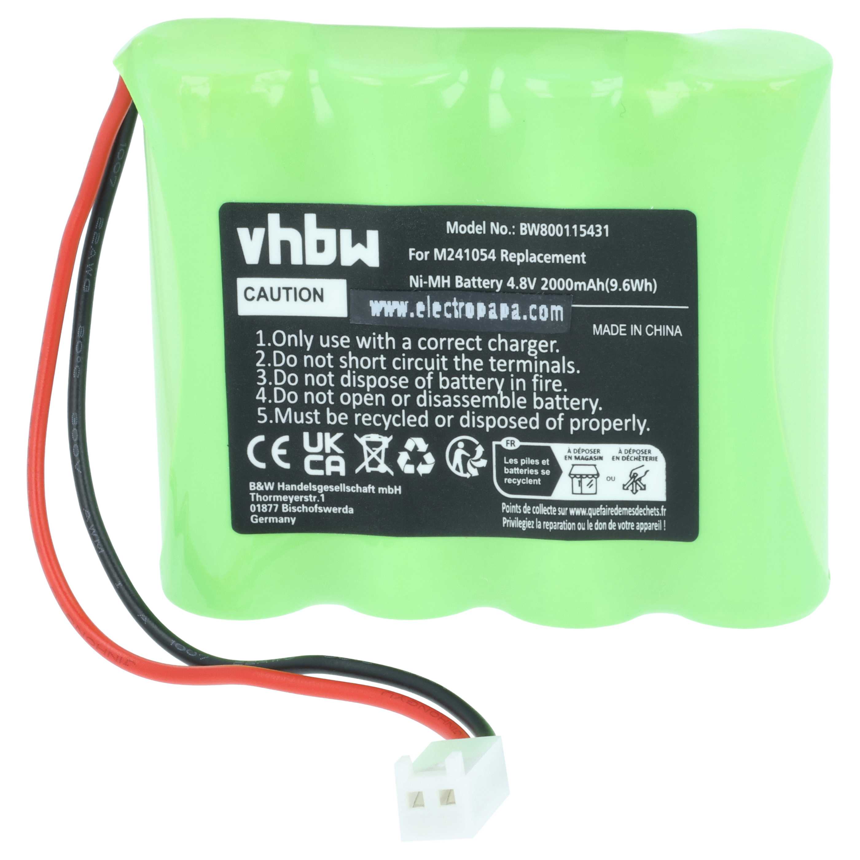 Batterie (5 pièces) remplace Teleradio M241054 - 2000mAh 4,8V NiMH