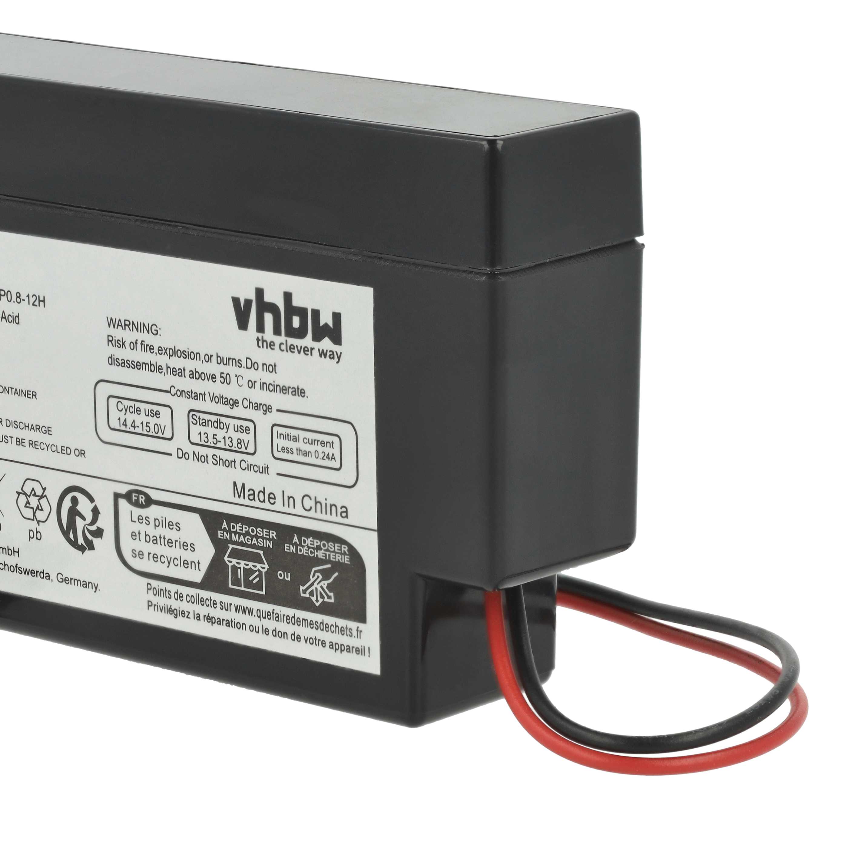 4x Batteria sostituisce MP0.8-12H - 800mAh 12V AGM, connettore AMP