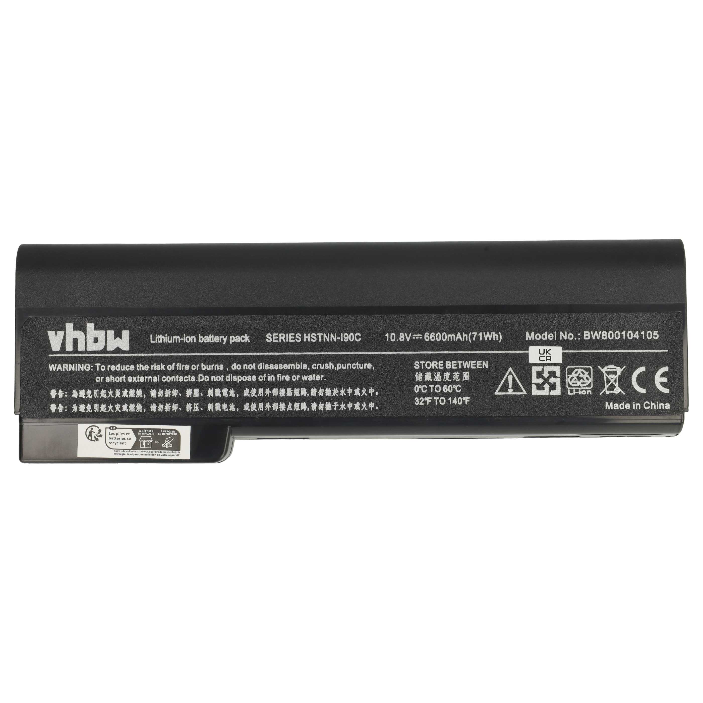 Notebook Battery Replacement for HP 628368-241, 628368-251, 628368-421 - 6600 mAh 11.1 V Li-Ion, black