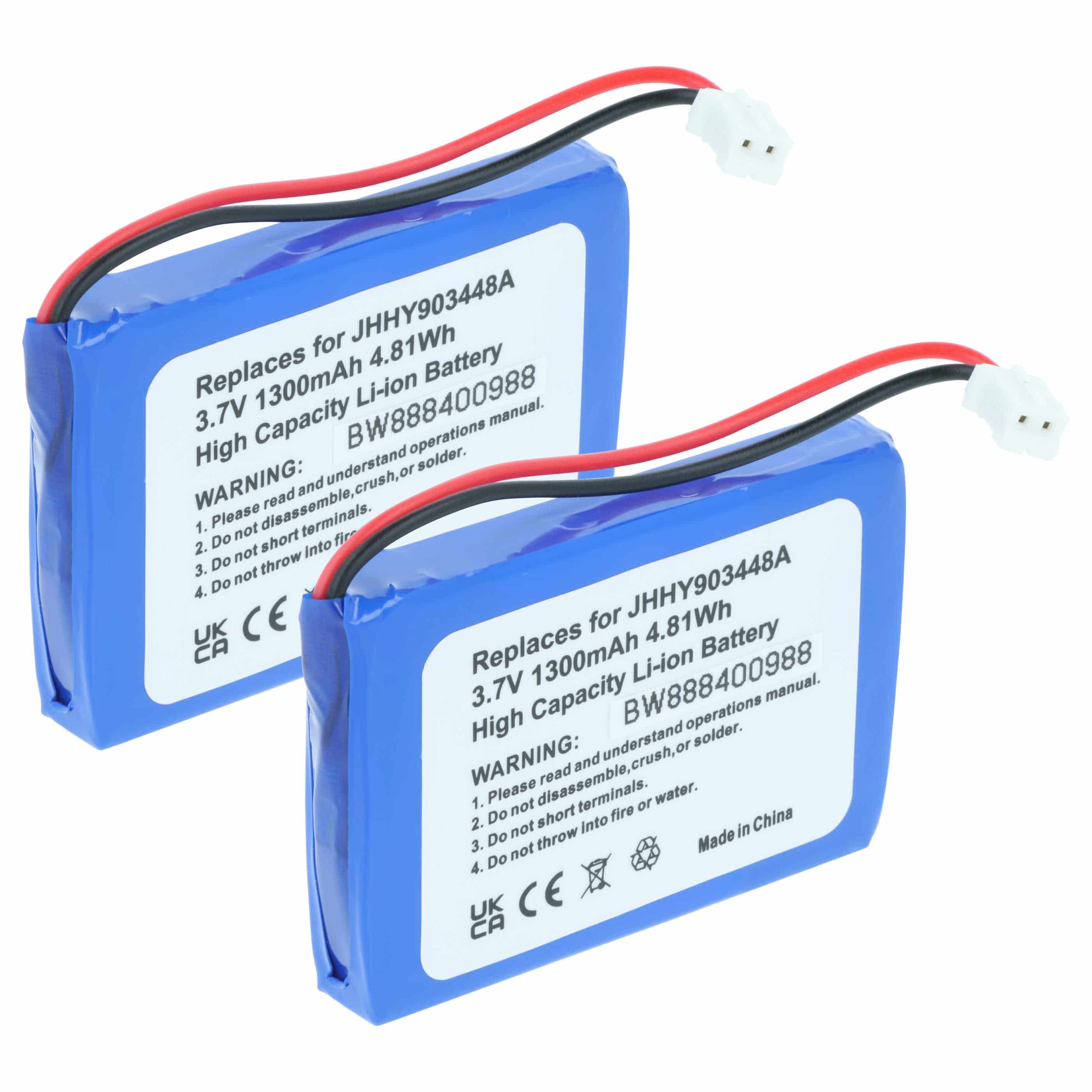 Radio 2x Battery replaces Albrecht 083448, JHHY903448A - 1300 mAh 3.7 V Li-Ion