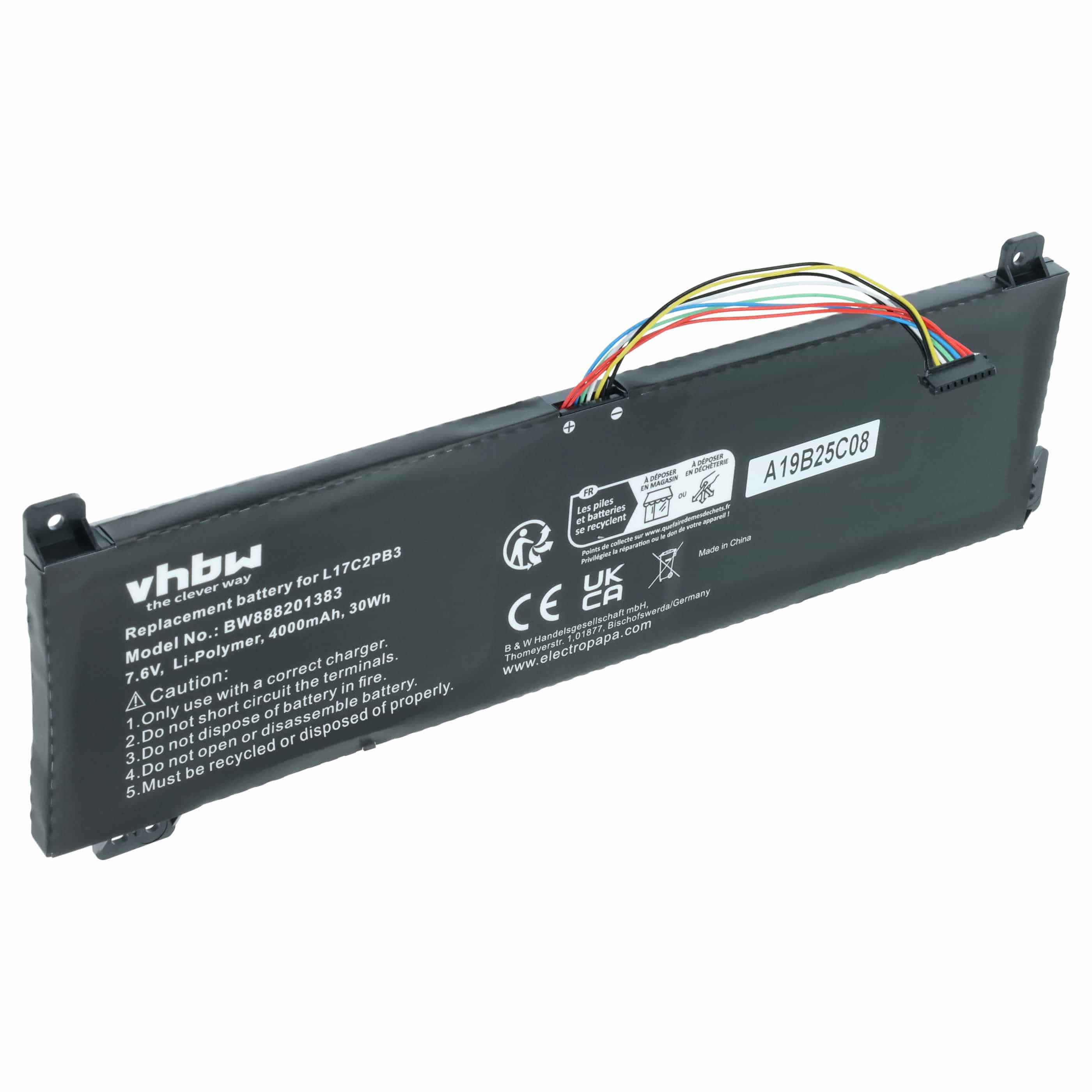 Akumulator do laptopa zamiennik Lenovo L17C2PB4, L17C2PB3, L17L2PB4, L17L2PB3 - 4000 mAh 7,6 V LiPo, czarny