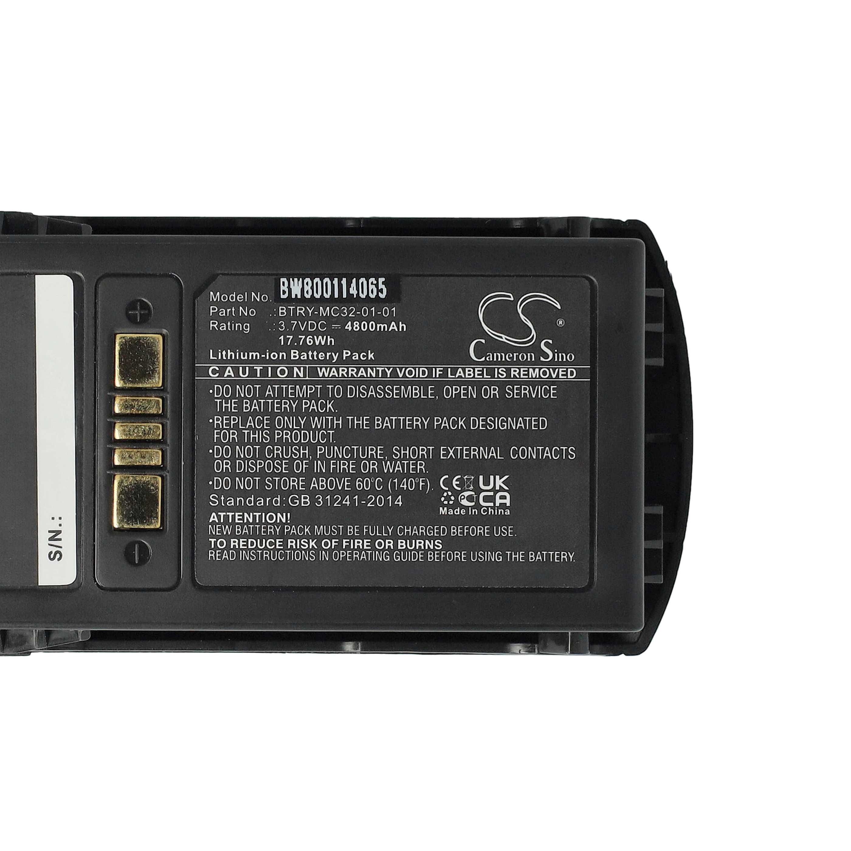 5x Batteria sostituisce Motorola 82-000012-01, BT-000375 per barcode scanner Motorola - 4800mAh 3,7V Li-Ion