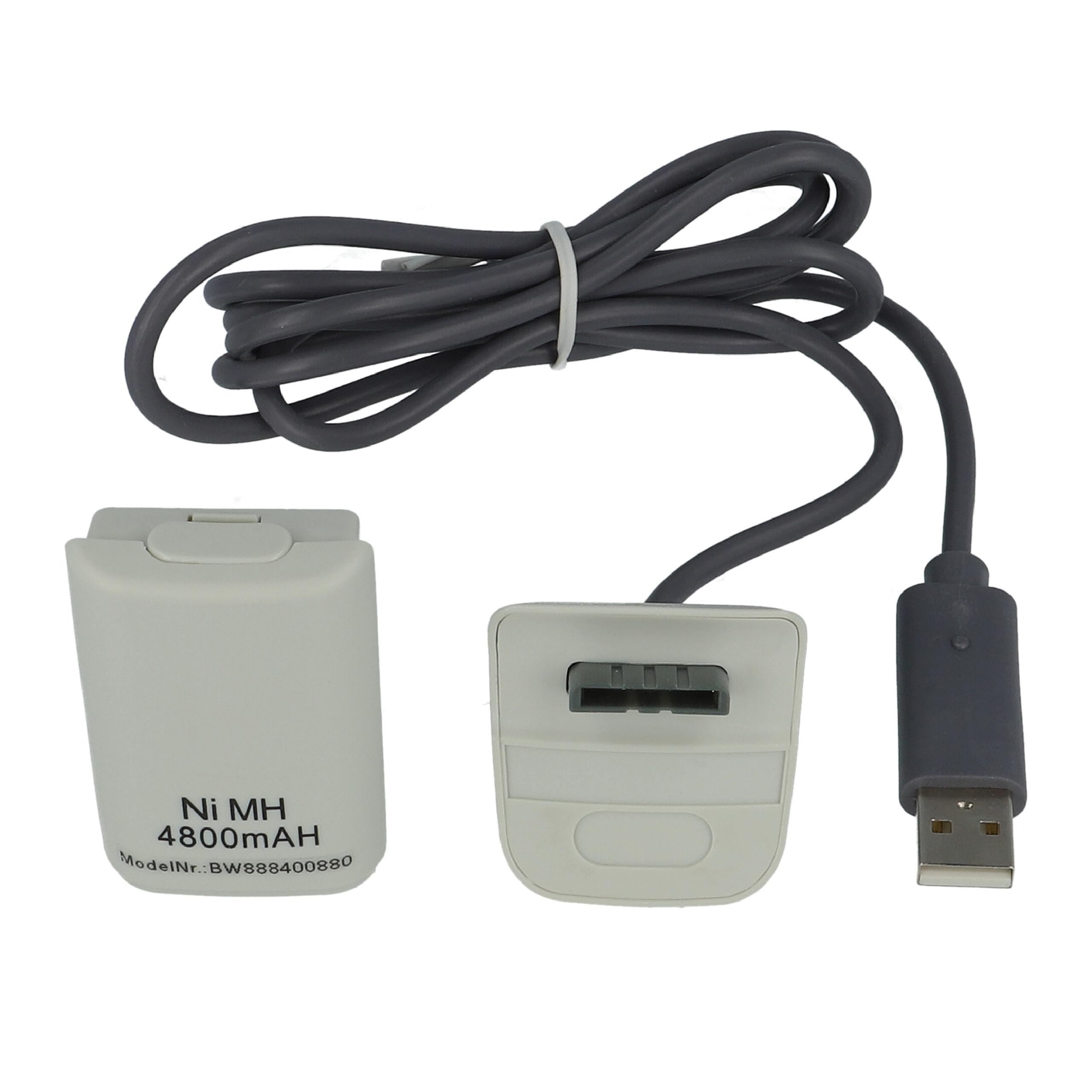 vhbw Kit carga y juega - 1x cable de carga, 1x batería blanco / gris