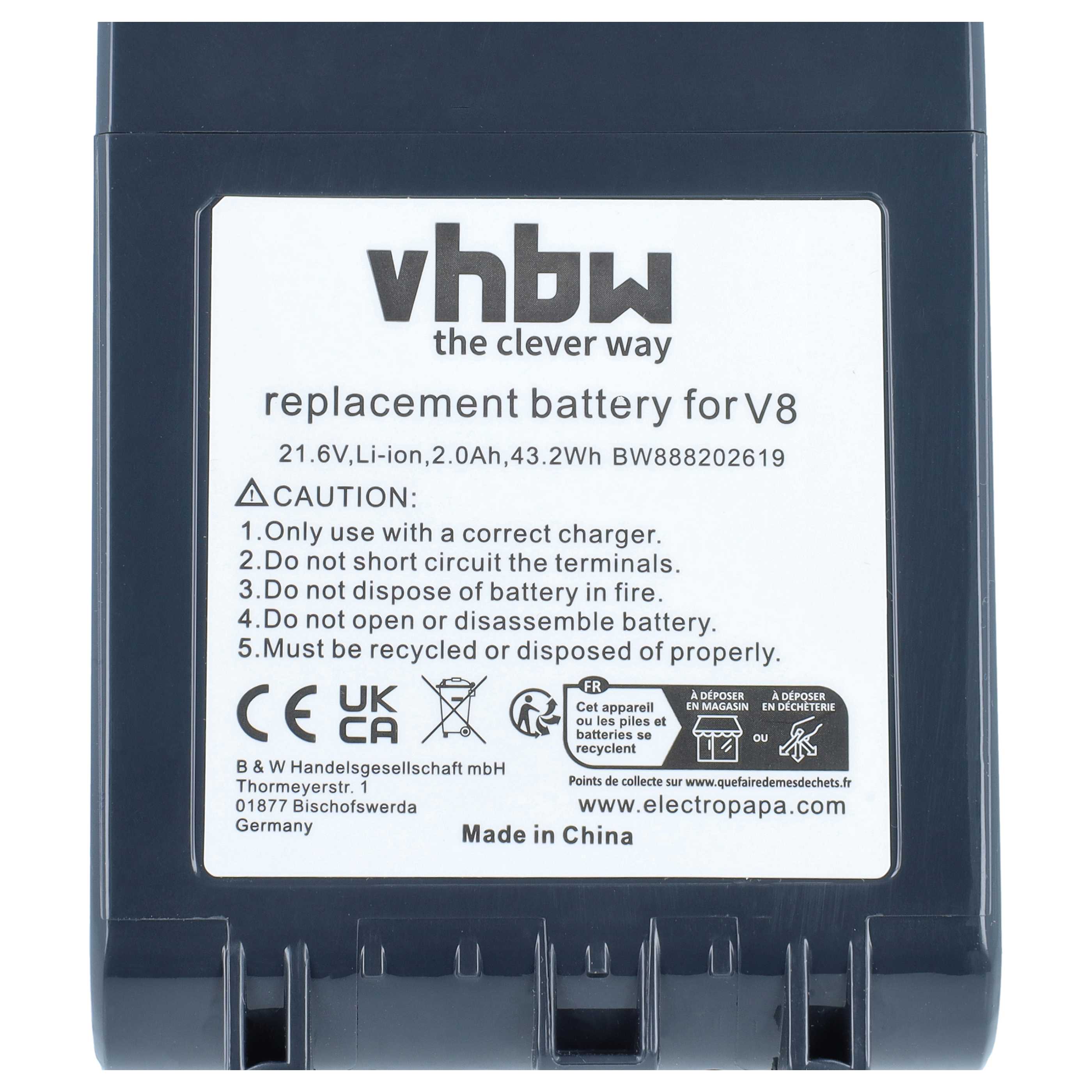 Batteria per aspirapolvere Dyson V8, SV10 - 2000mAh 21,6V Li-Ion