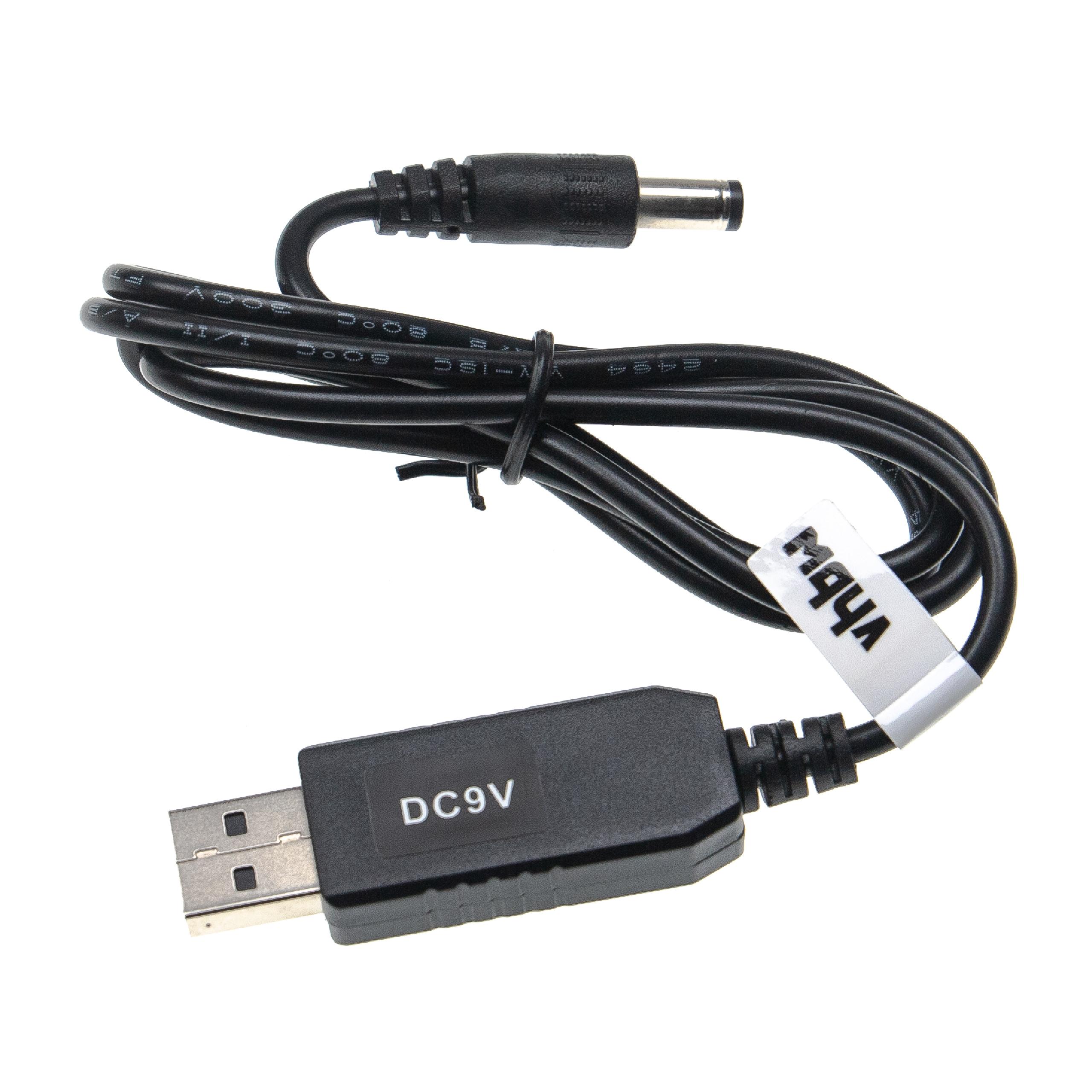Cable de carga USB a coaxial 5,5 x 2,5 mm - 5 V / 2 A a 9 V / 0,9 A 