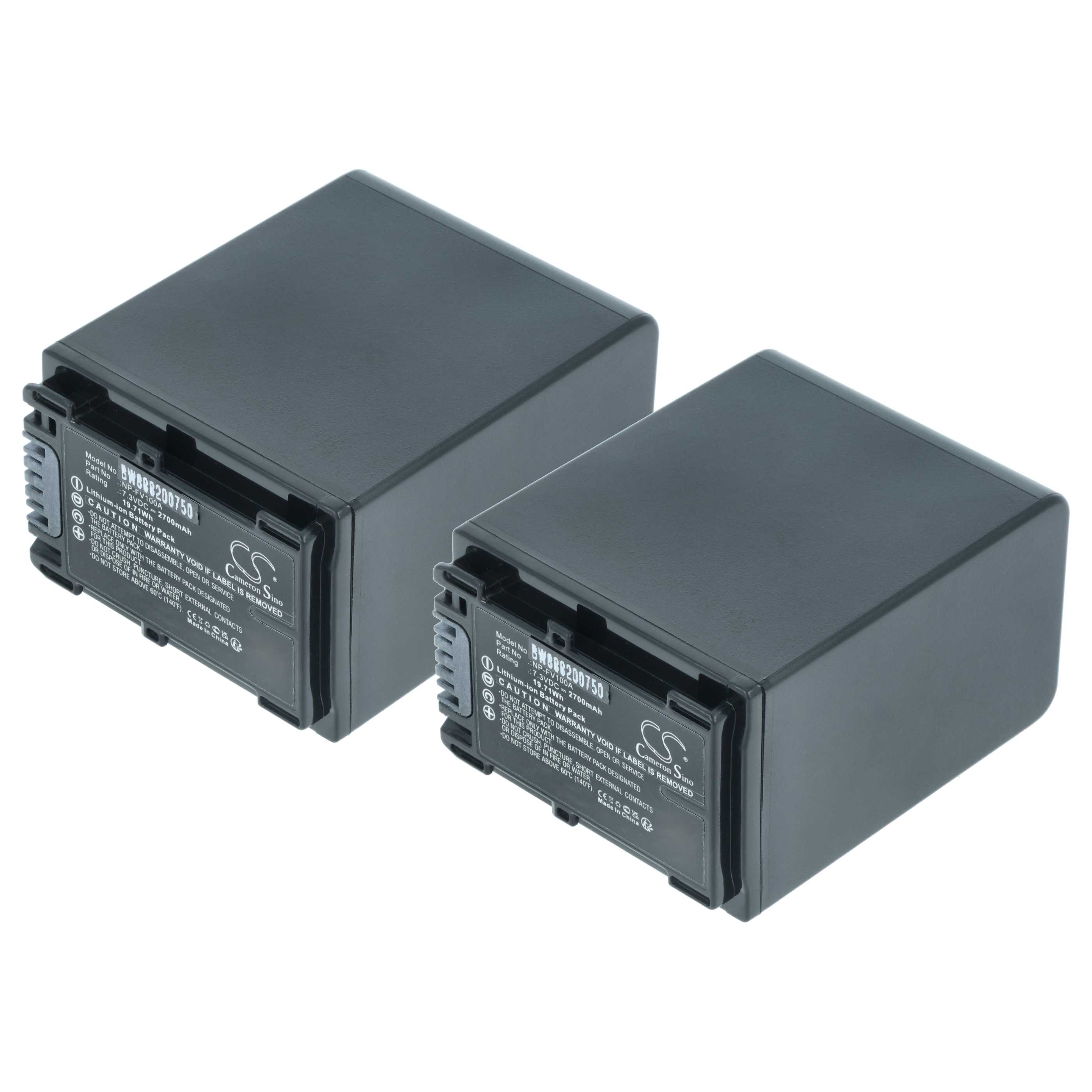 Videocamera 2x Battery replaces Sony NP-FV100A - 2700 mAh 7.3 V Li-Ion