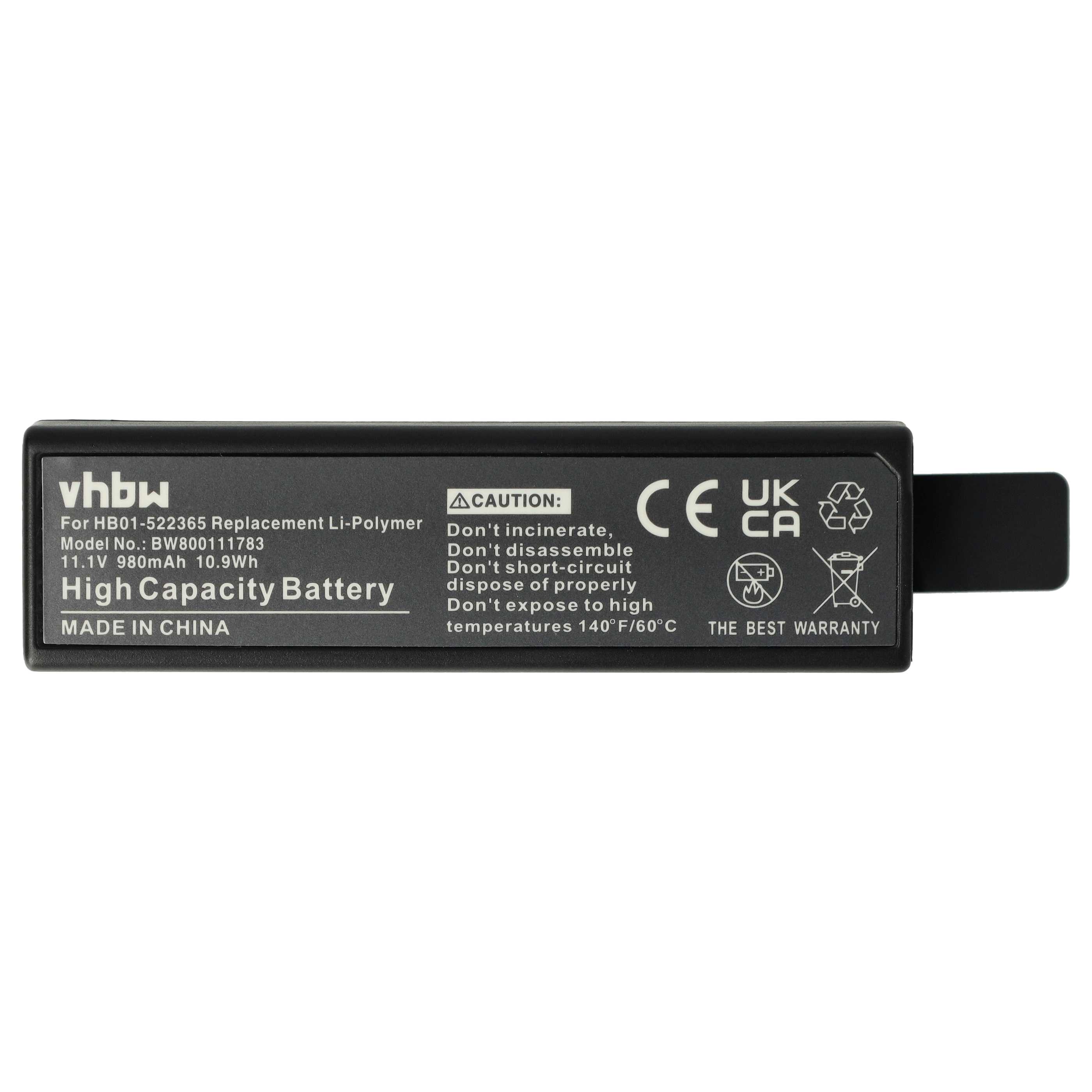 3x Battery replaces DJI HB01, HB01-522365 - 980mAh, 11.1V, Li-polymer