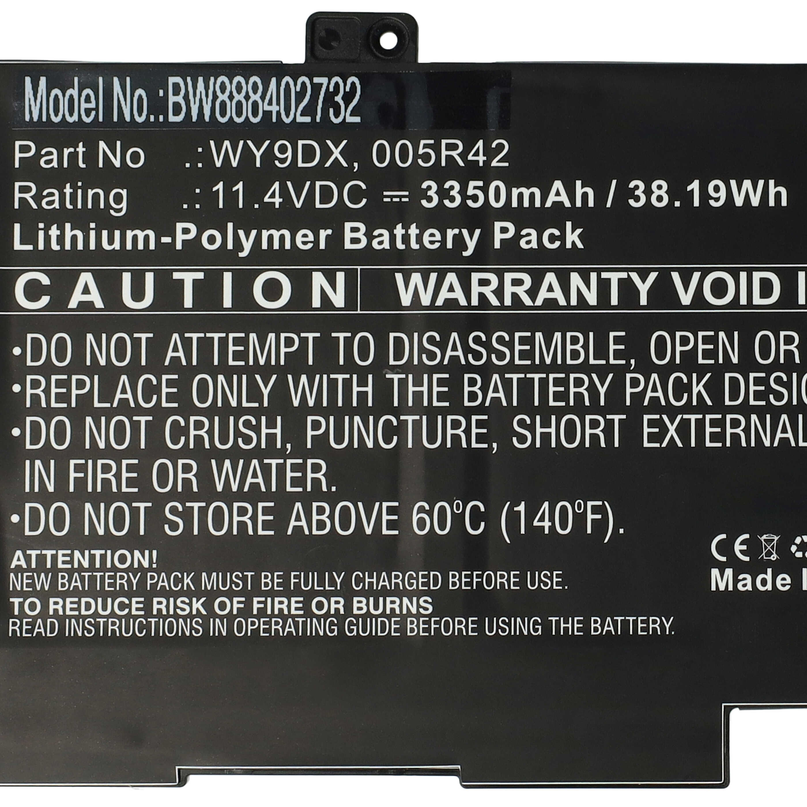 Notebook Battery Replacement for Dell 005R42, WY9DX - 3350mAh 11.4V Li-polymer