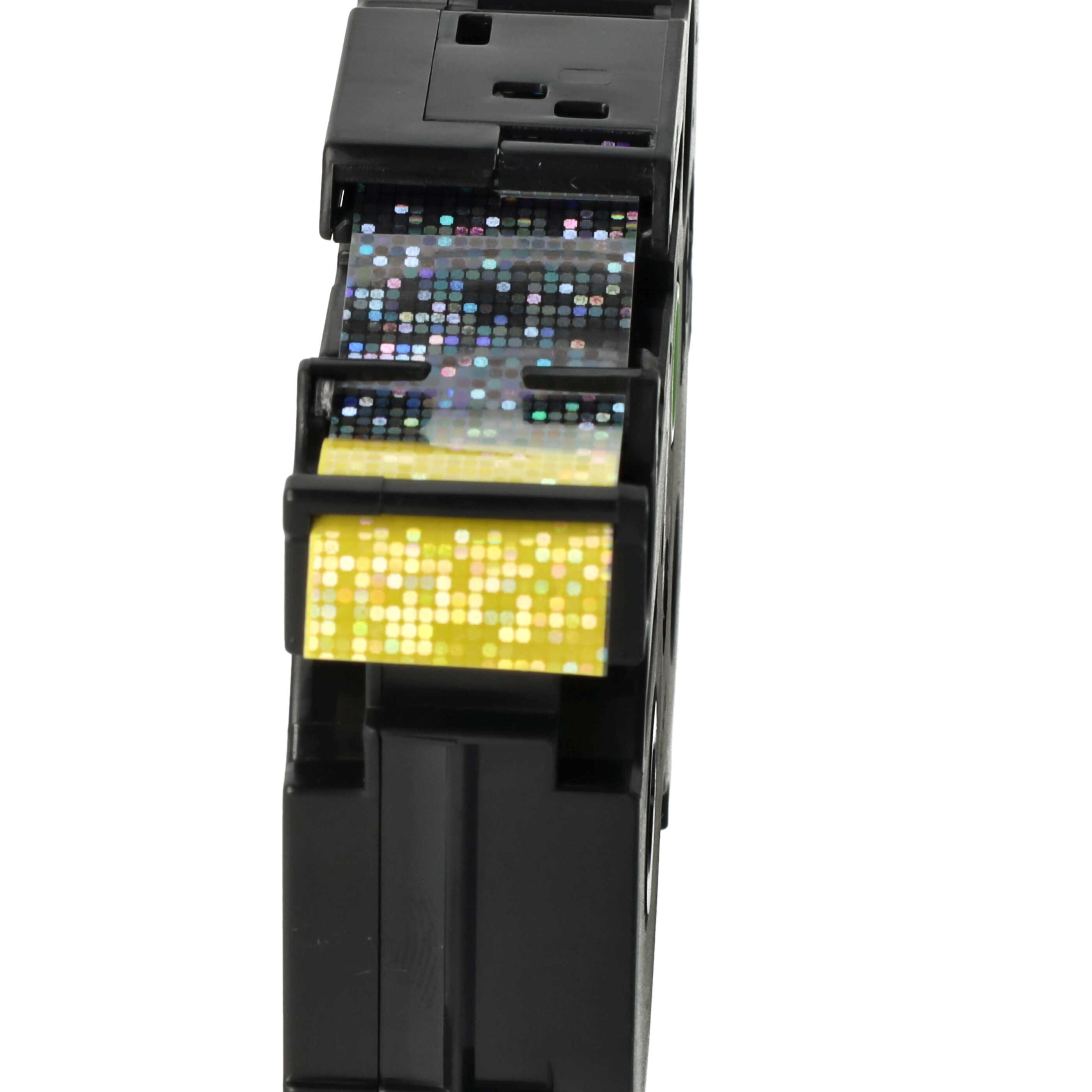 Label Tape replaces Brother TZE-641L1 - 18 mm Black to Yellow (Glitter)