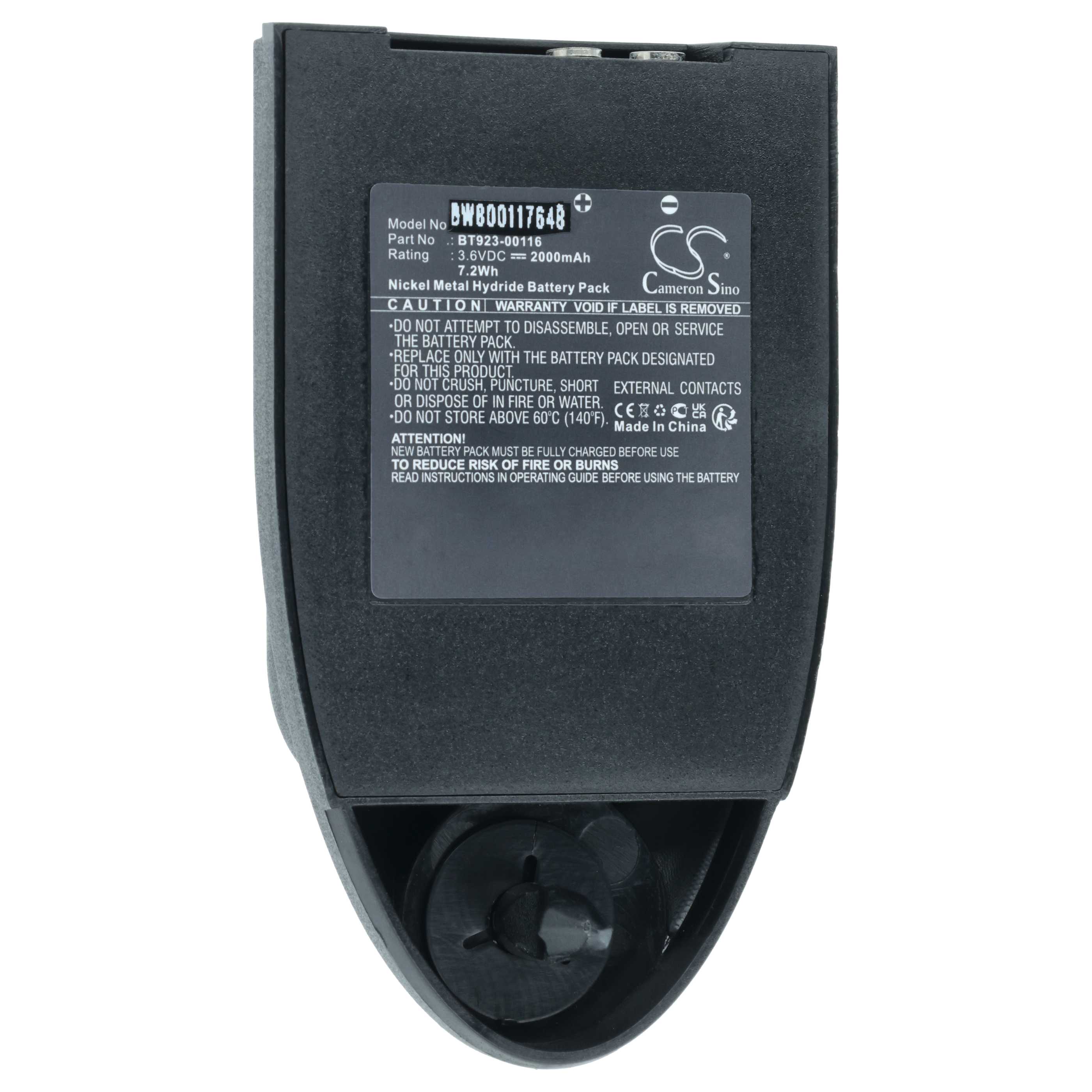 Batería reemplaza Cattron Theimeg BAT-0000327, BT923-00116 sistema control - 2000mAh 3,6V NiMH