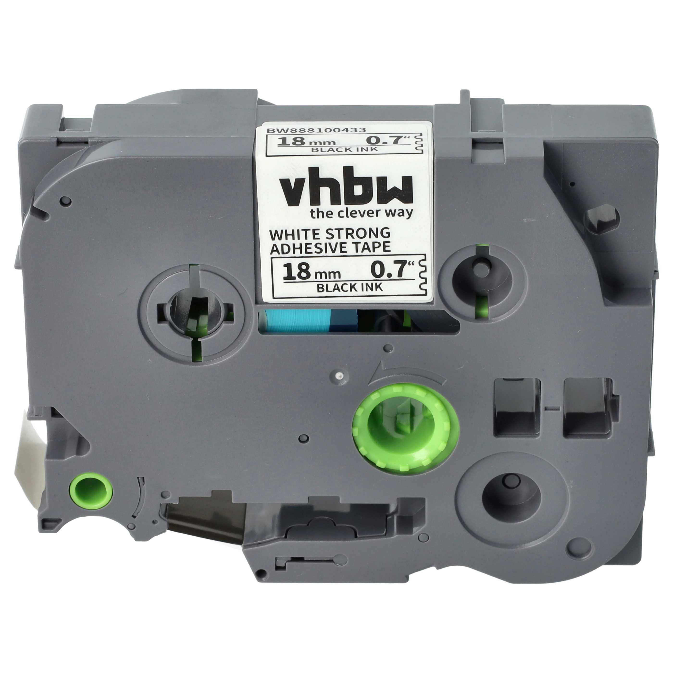 5x Label Tape replaces Brother TZE-S241 - 18 mm Black to White, Extra Stark