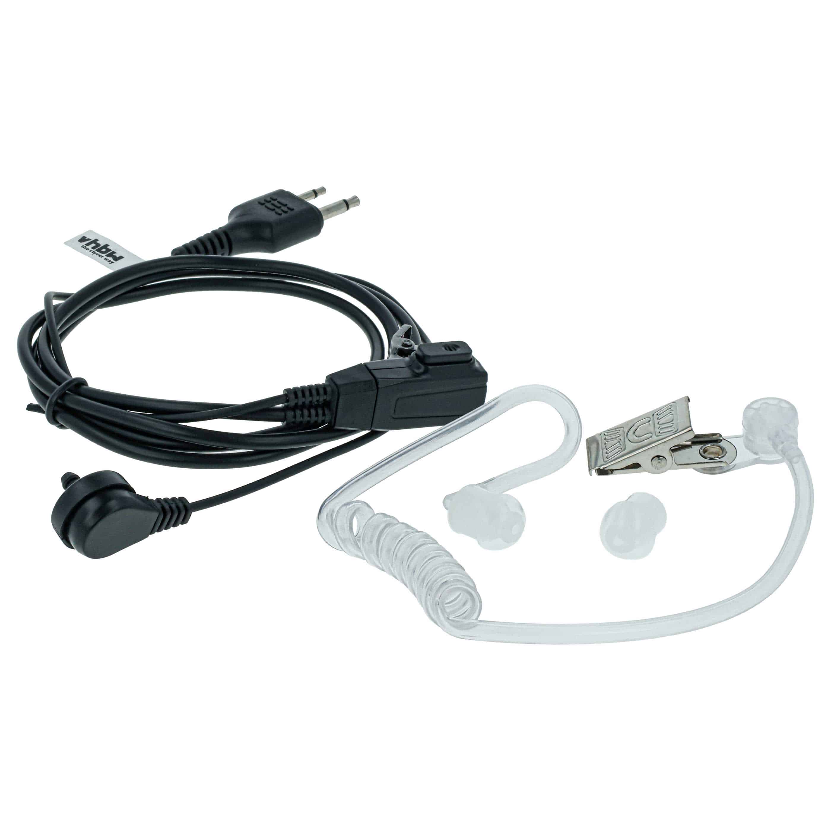 Security Radio Headset suitable for Icom IC-24AT - with PTT Microphone + Clip Mount + Phono Cable