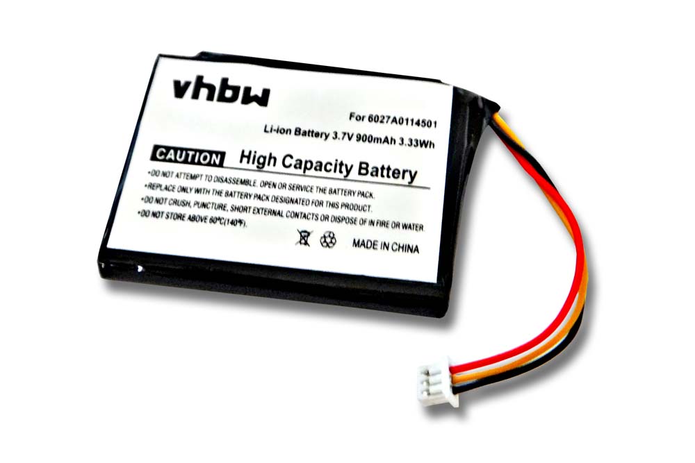 Batterie remplace TomTom 6027A0114501, KL1 pour navigation GPS - 900mAh 3,7V Li-ion