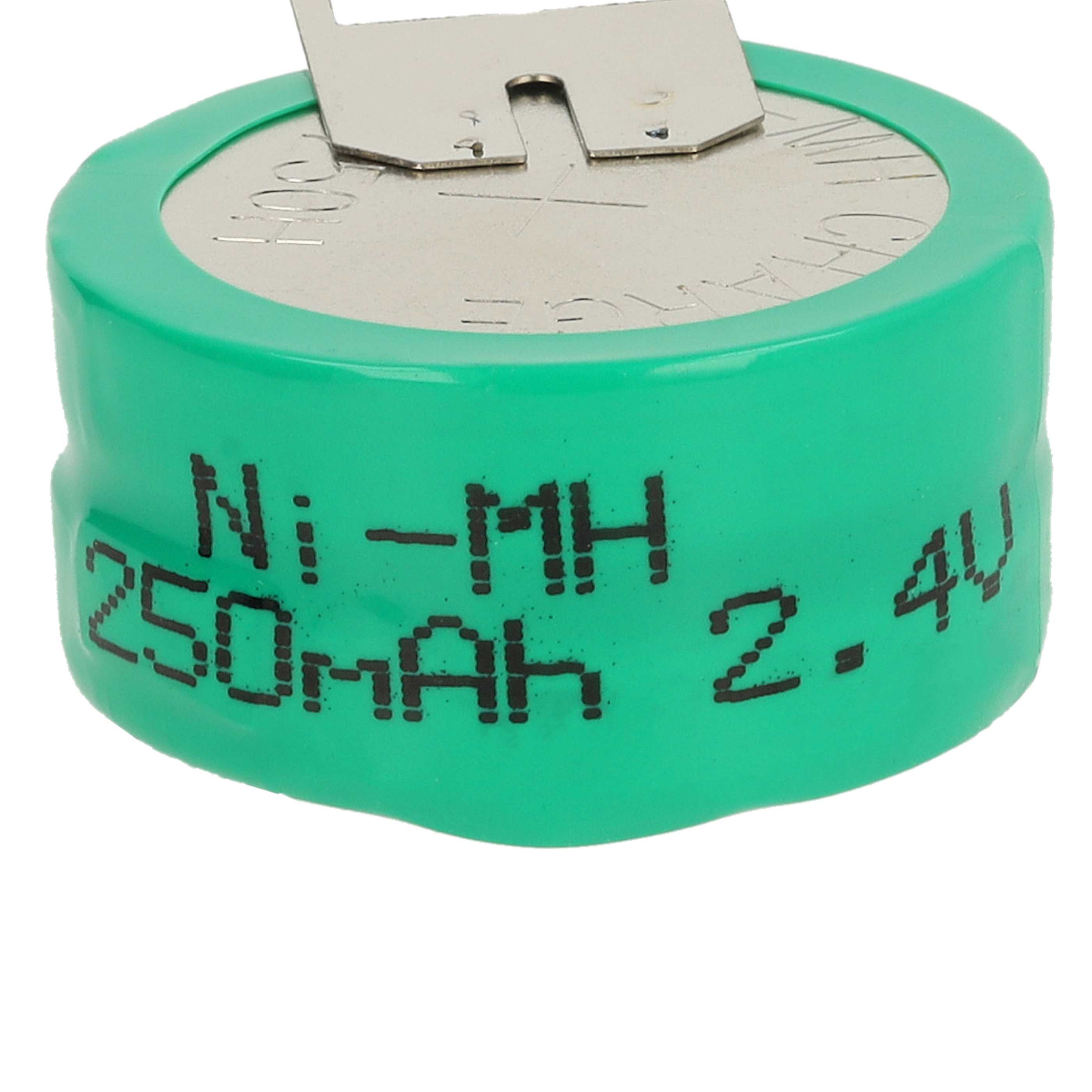 100x Button Cell Battery Type 2/V250H 3 Pins for Model Building Solar Lamps etc. - 250 mAh 2.4 V NiMH
