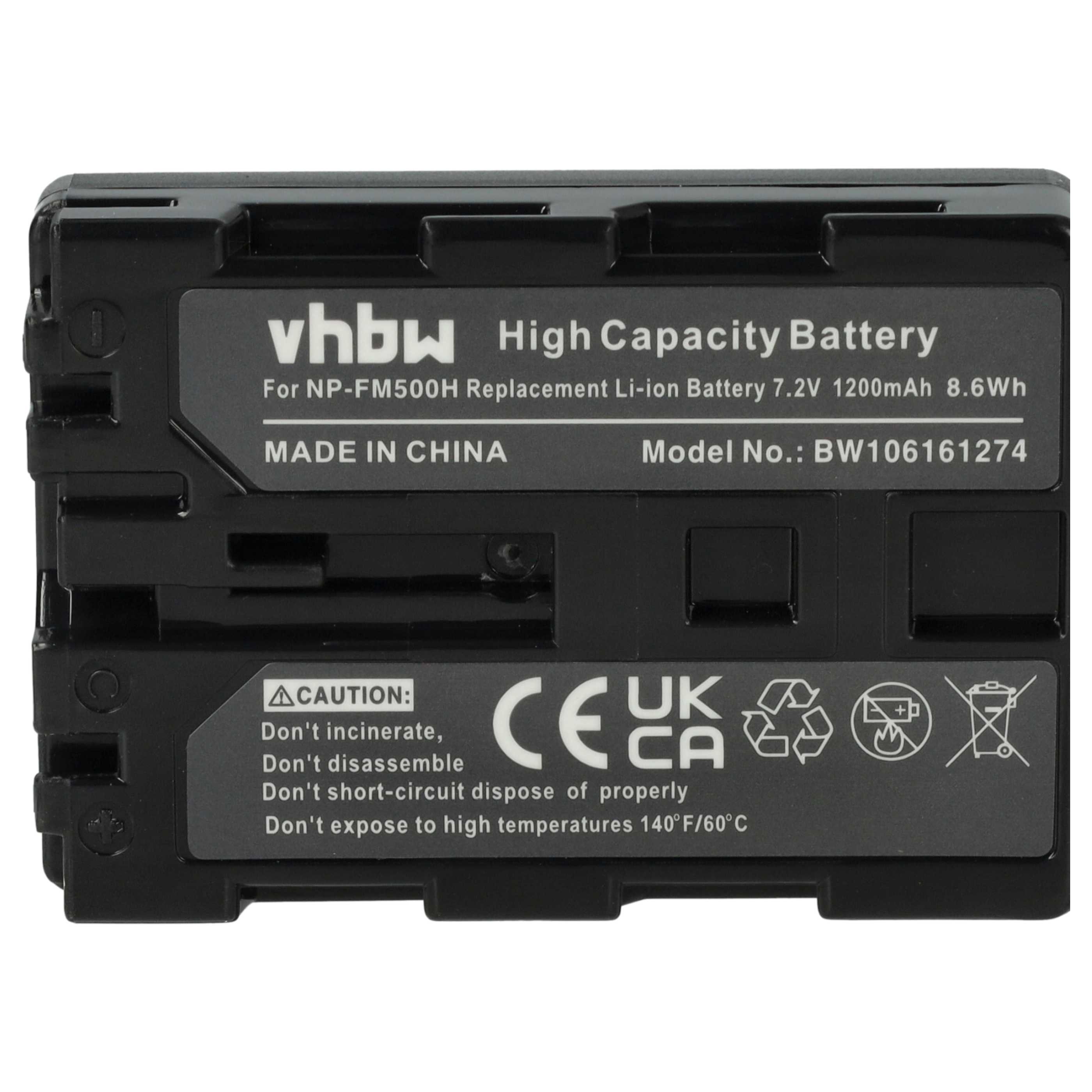 2x Battery replaces Sony NP-FM500H - 1200mAh, 7.2V, Li-Ion