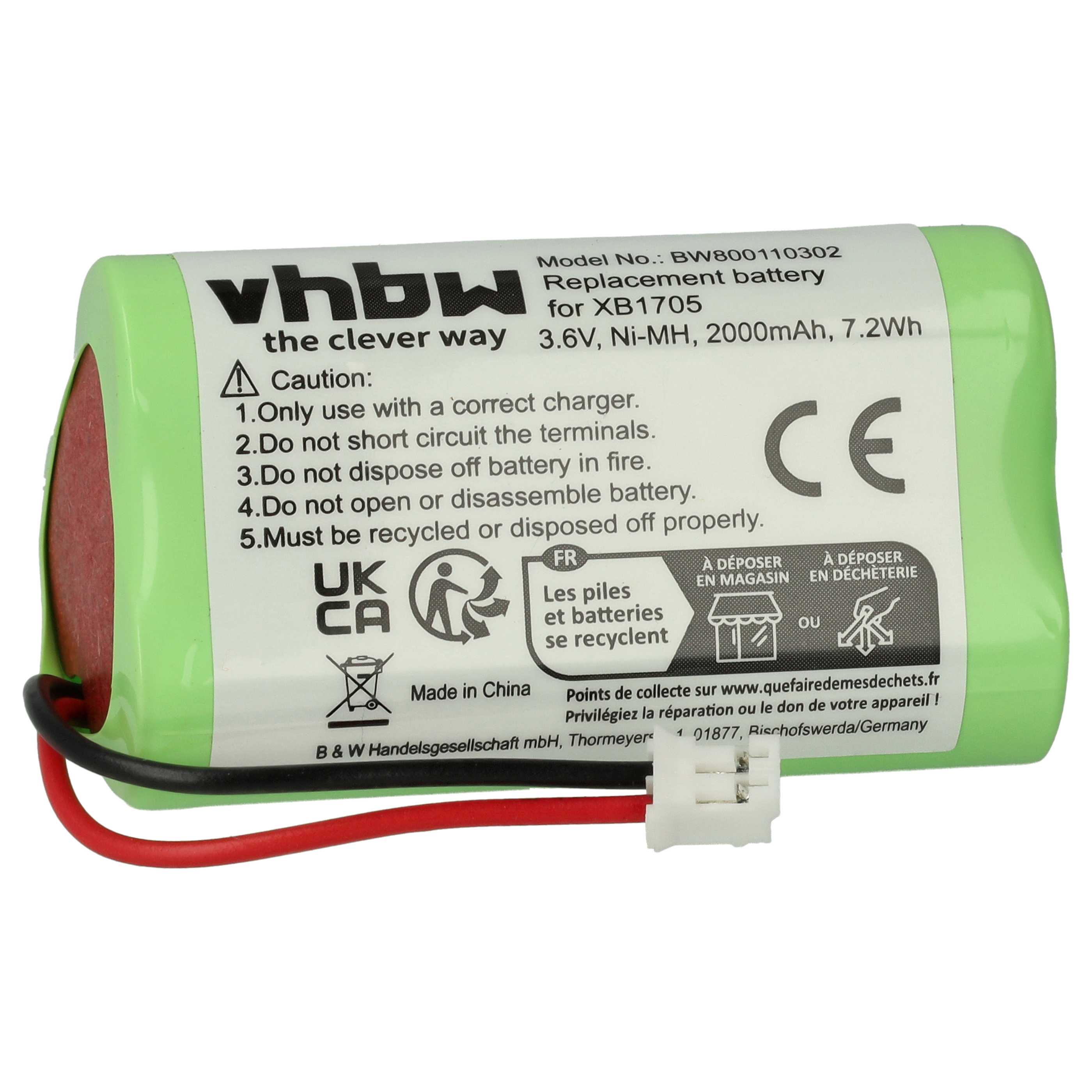 Battery Replacement for XB1705 for - 2000mAh, 3.6V, NiMH