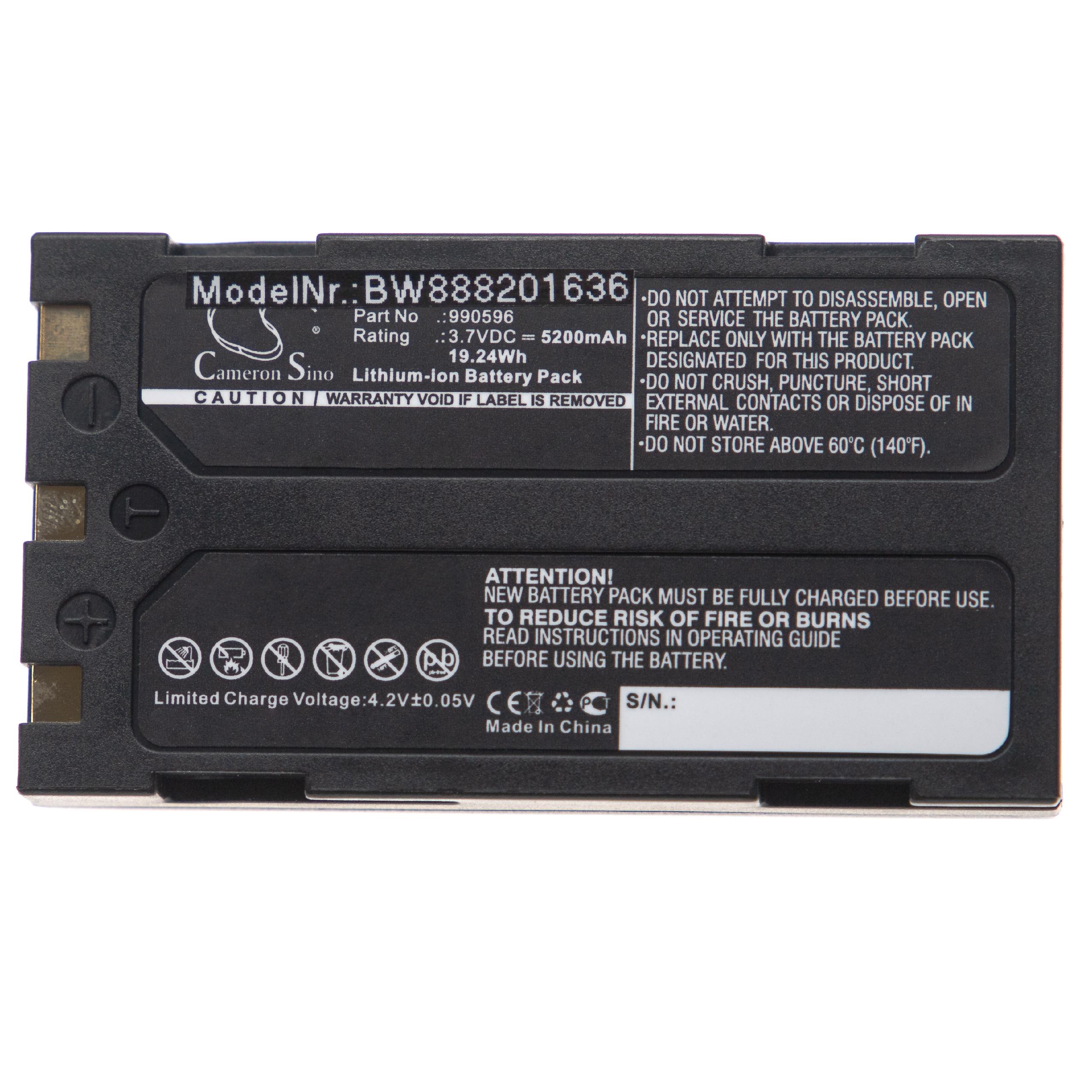 Batería reemplaza Ridgid 990596, 990514 para dispositivo medición Ridgid - 5200 mAh 3,7 V Li-Ion