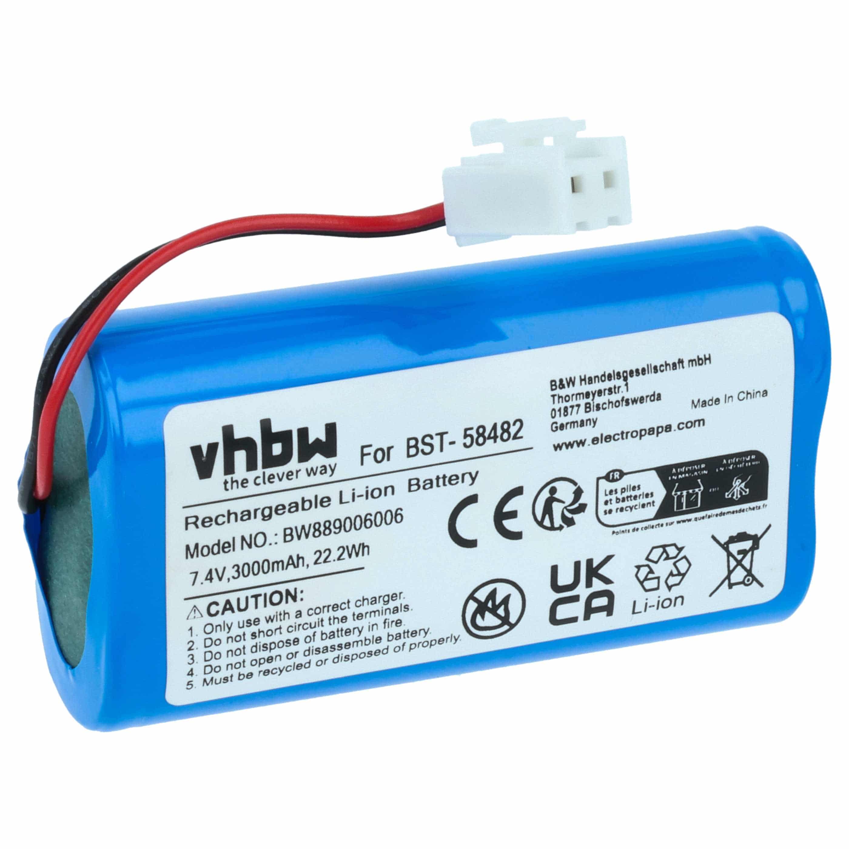 Batterie remplace BST-58482 nettoyeur de piscine - 3000mAh 7,4V Li-ion