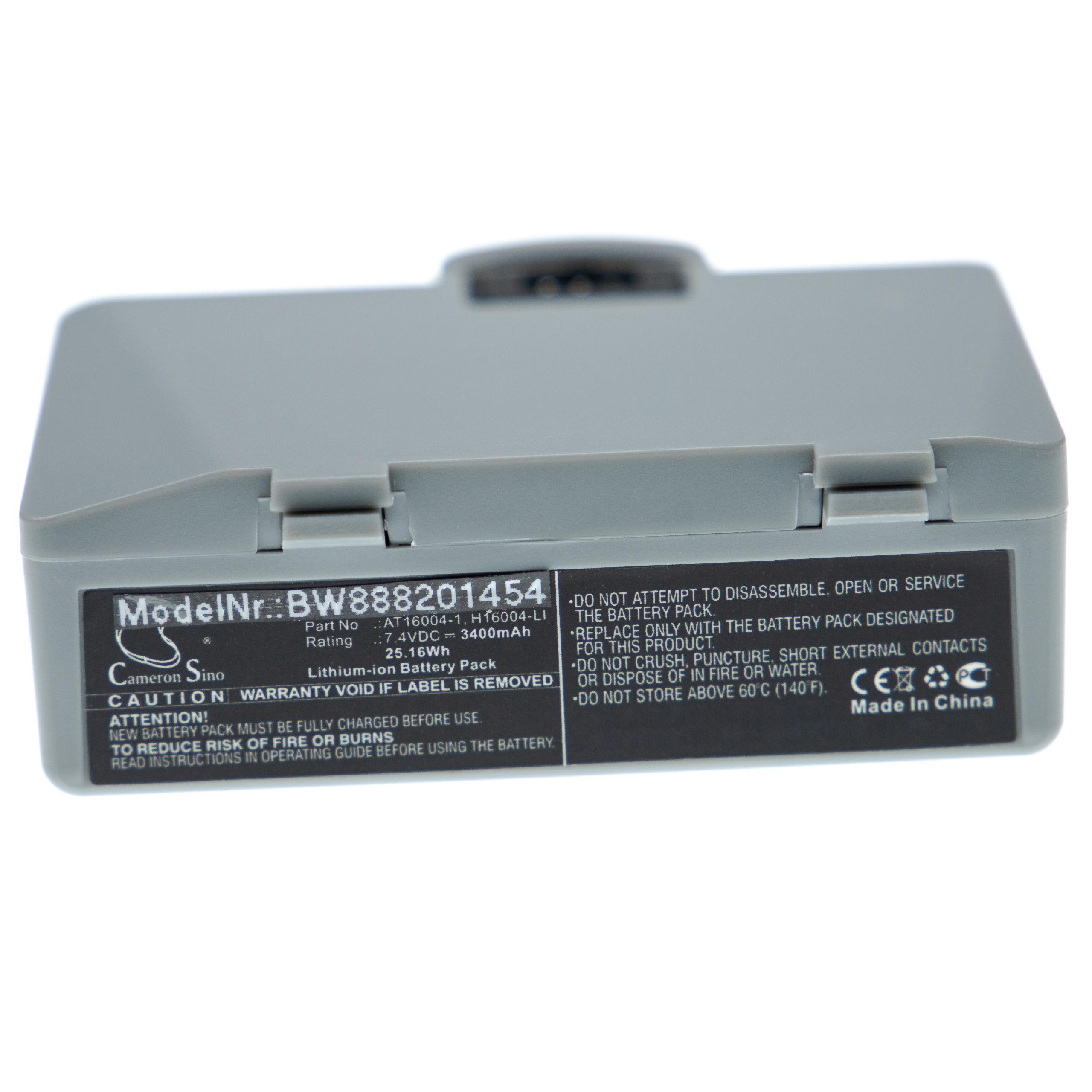 Batterie remplace Zebra AT16004-1, H16004-LI pour imprimante - 3400mAh 7,4V Li-ion