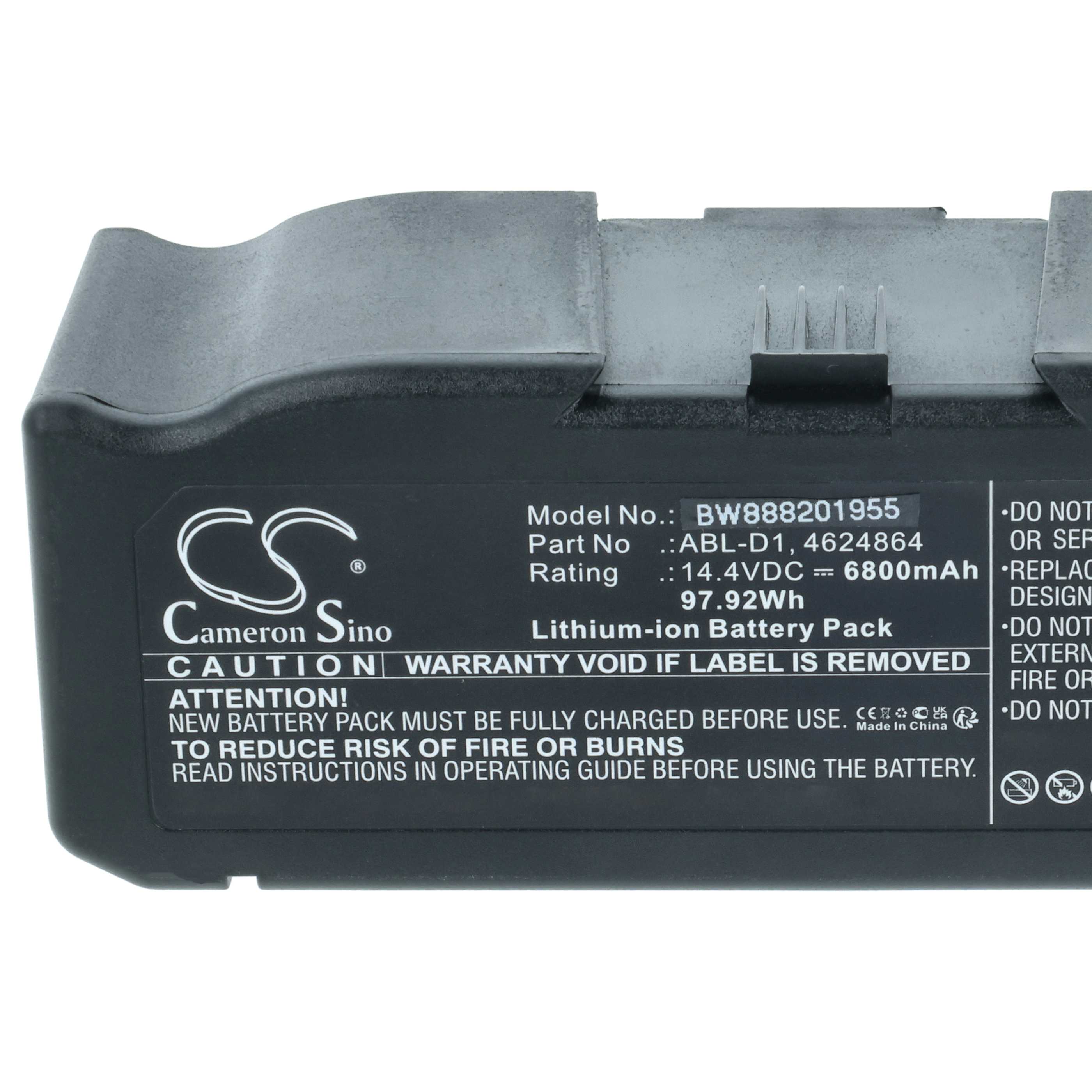 Battery replaces iRobot ABL-D1, 4624864, ABL-D2 for iRobot 6800mAh, 14.4V, Li-Ion