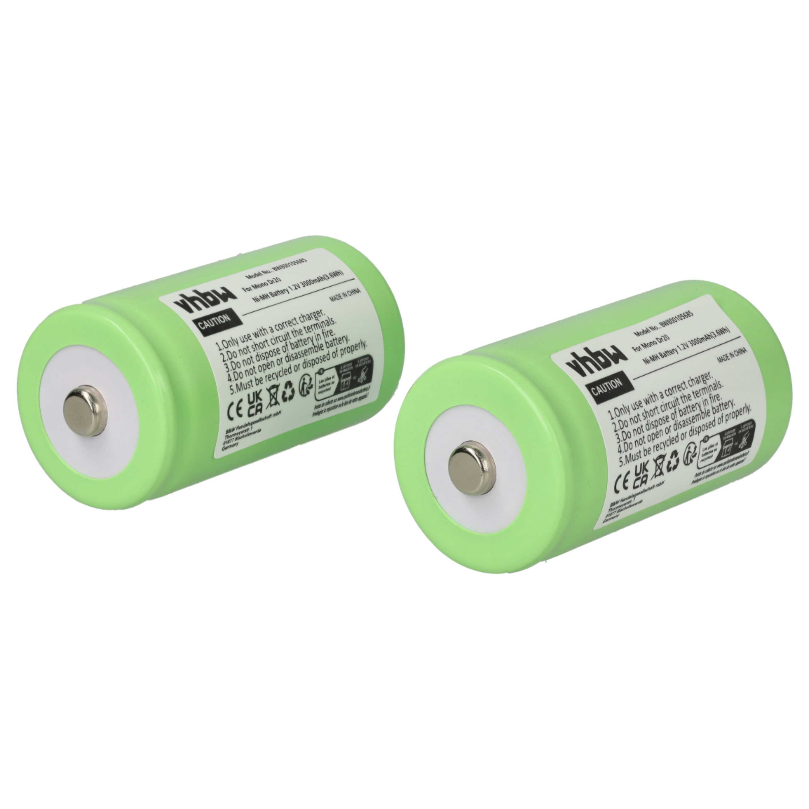 Radio 4x Battery replaces KR20, HR20, Mono D, R20, LR20 - 3000 mAh 1.2 V NiMH