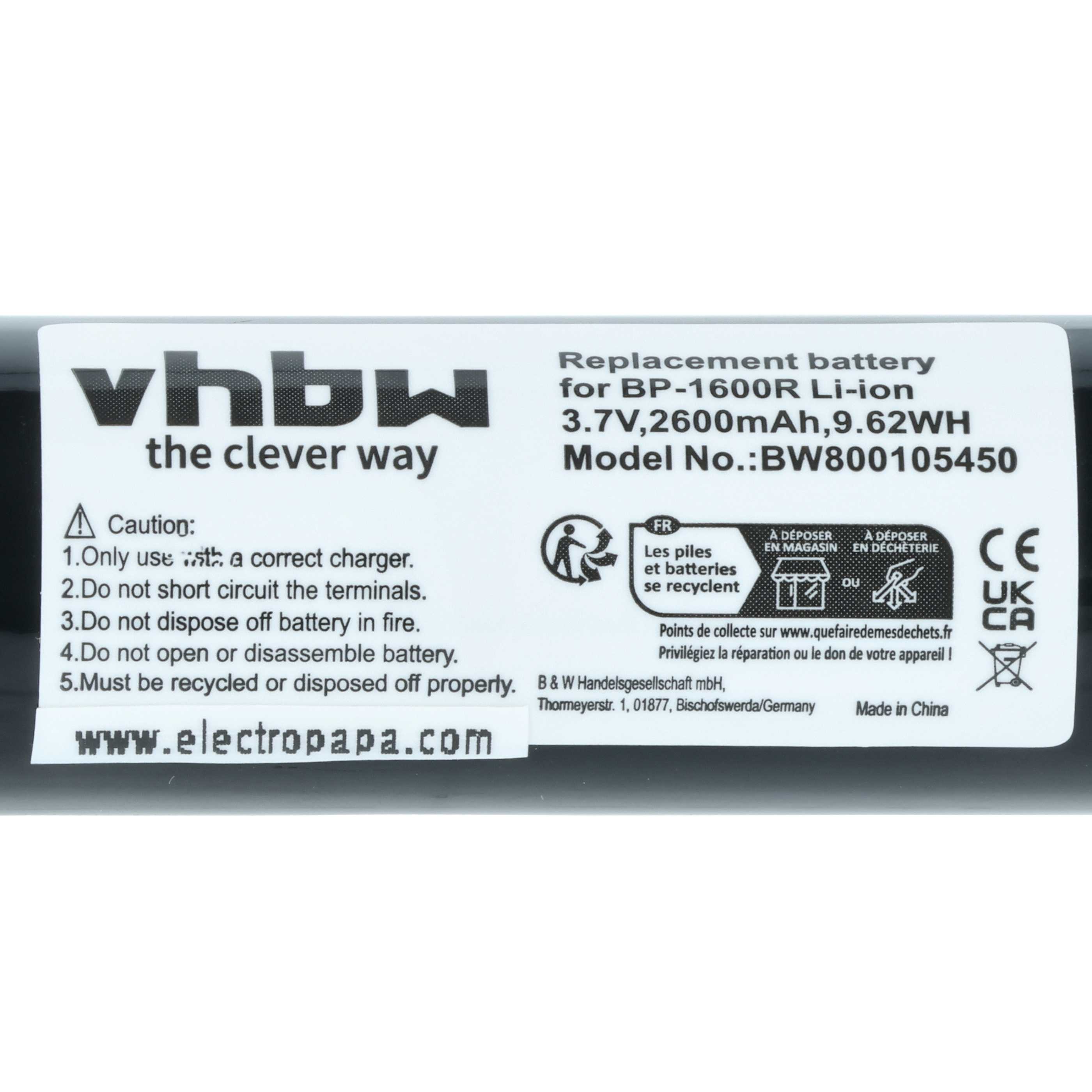 Batteria per Minidisc, MiniDV sostituisce AD-MS10BT, NB-111, BP-1600R, NB111 - 2600mAh 3,7V Li-Ion