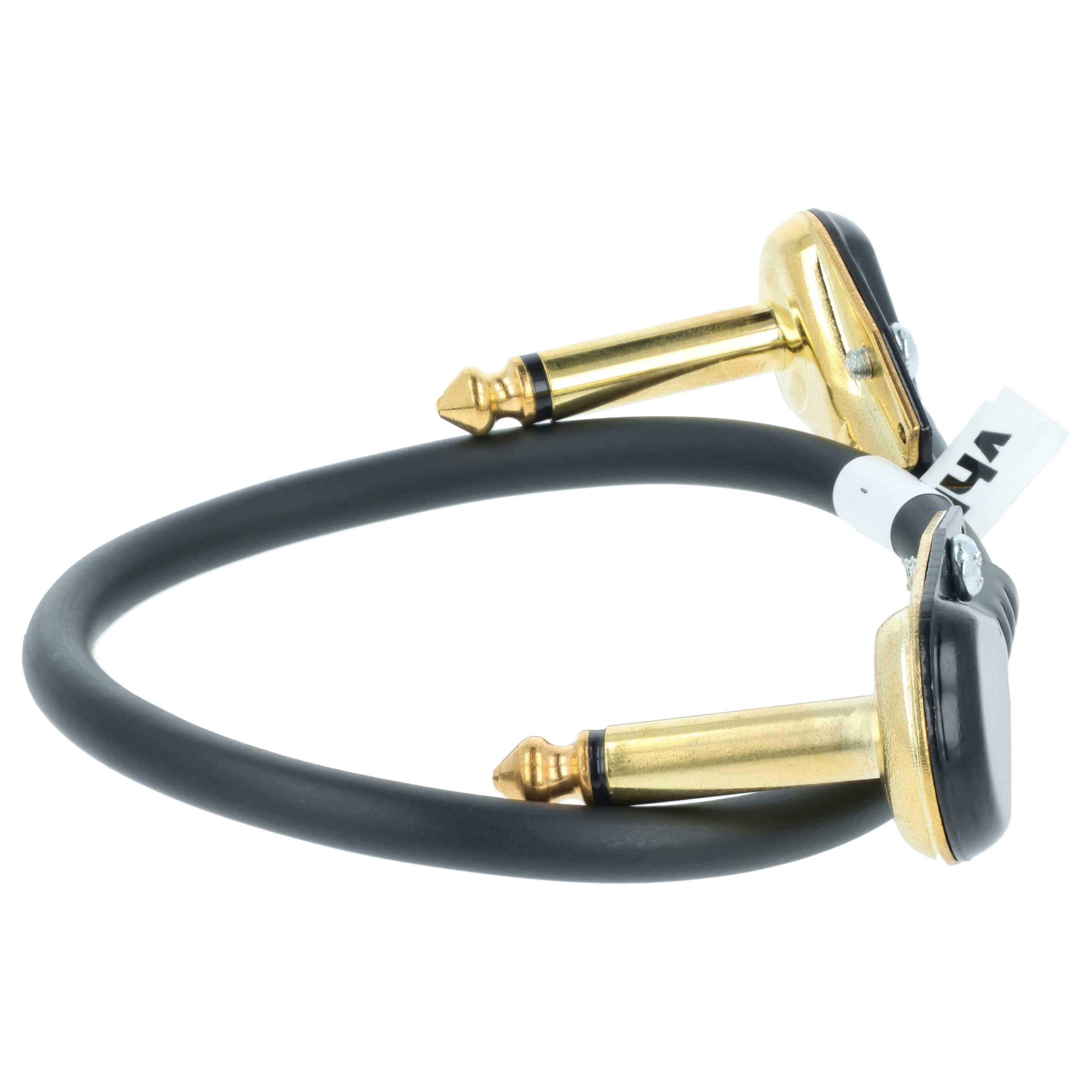 Câble de patch avec prise 6,35 mm pour pédale d'effet - Câble de guitare, 30 cm, plat, or / noir