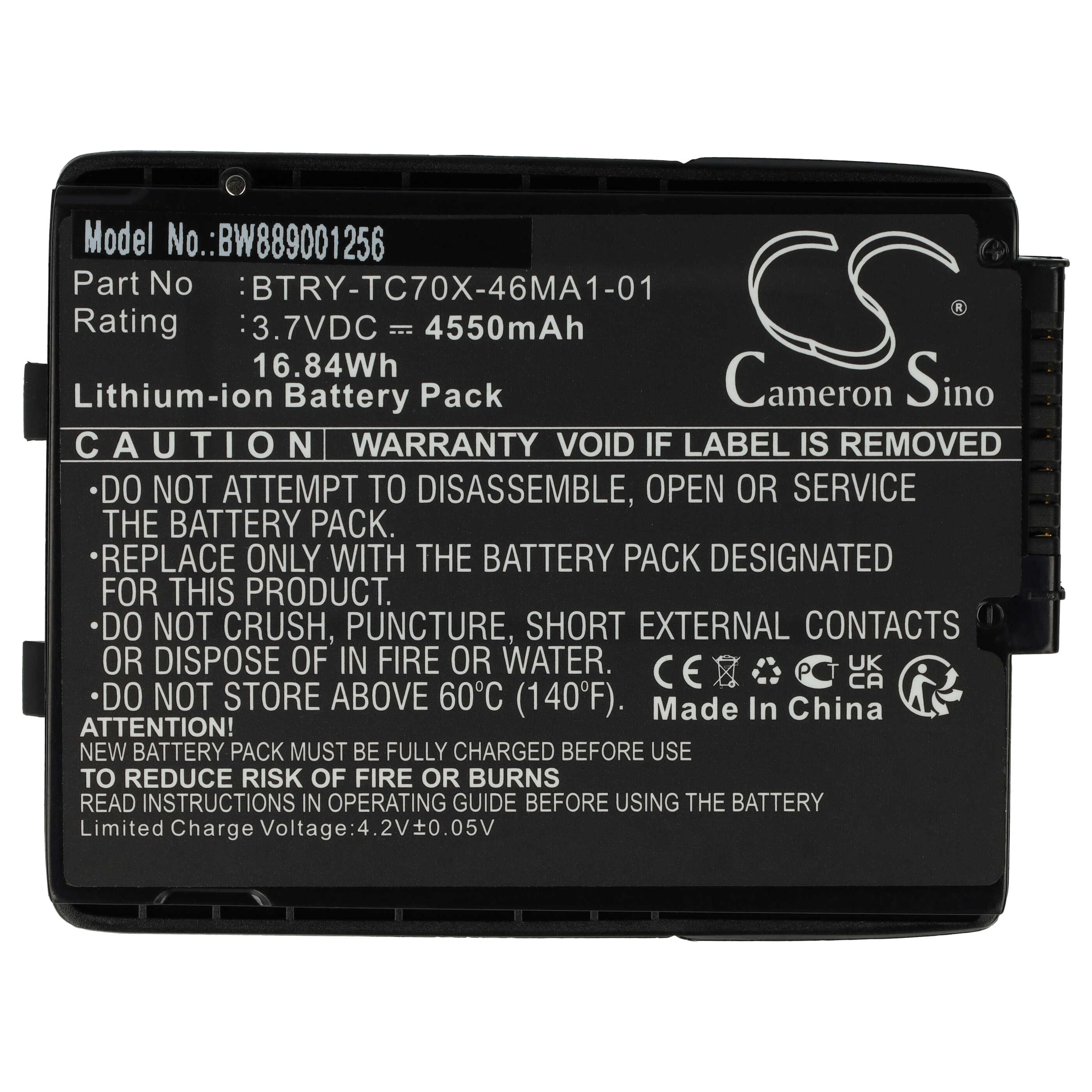 Batterie remplace Motorola 82-171249-01, 82-171249-02 pour scanner de code-barre - 4550mAh 3,7V Li-ion