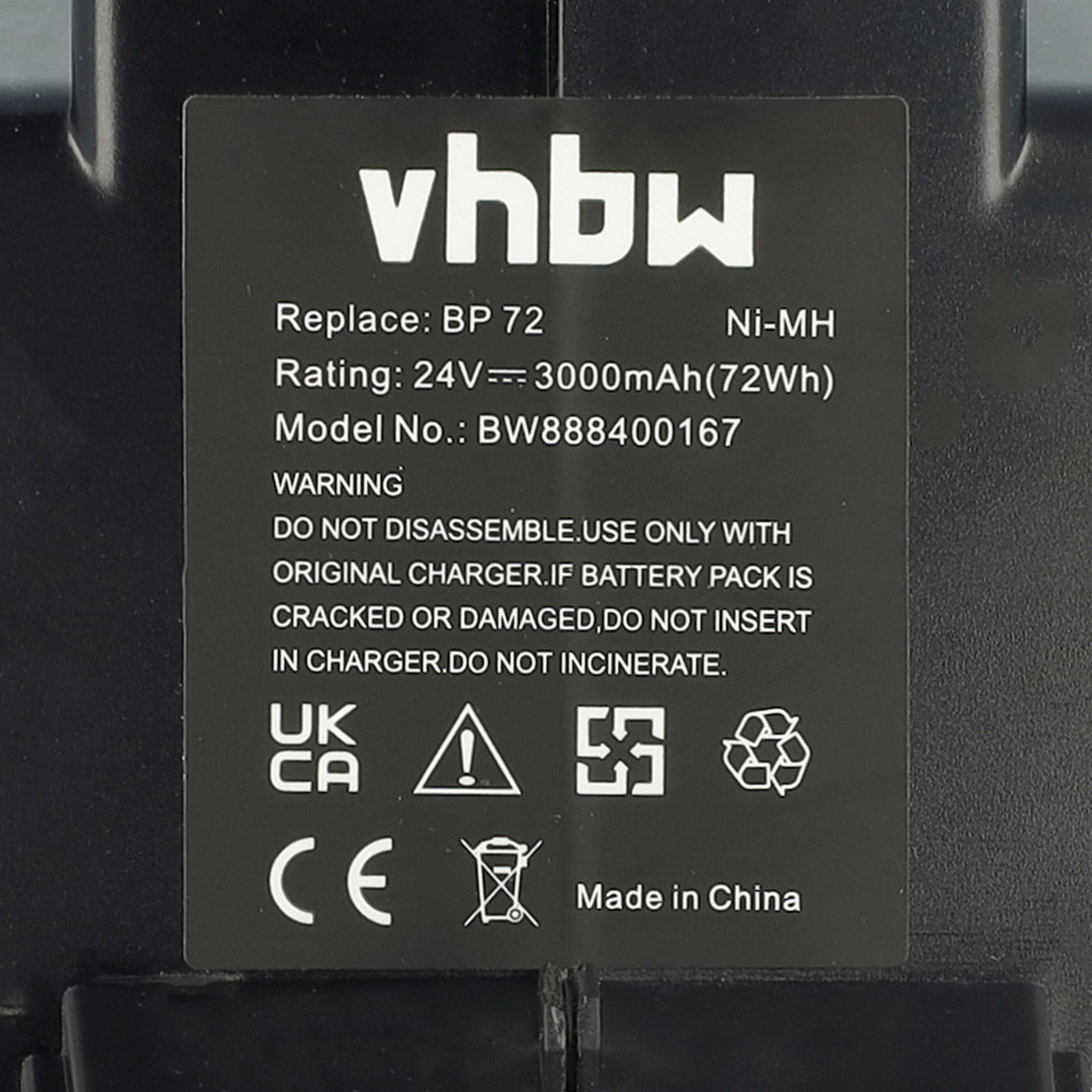 Batterie remplace Hilti BP72, BP60, 331530, BP40 pour outil électrique - 3000 mAh, 24 V, NiMH