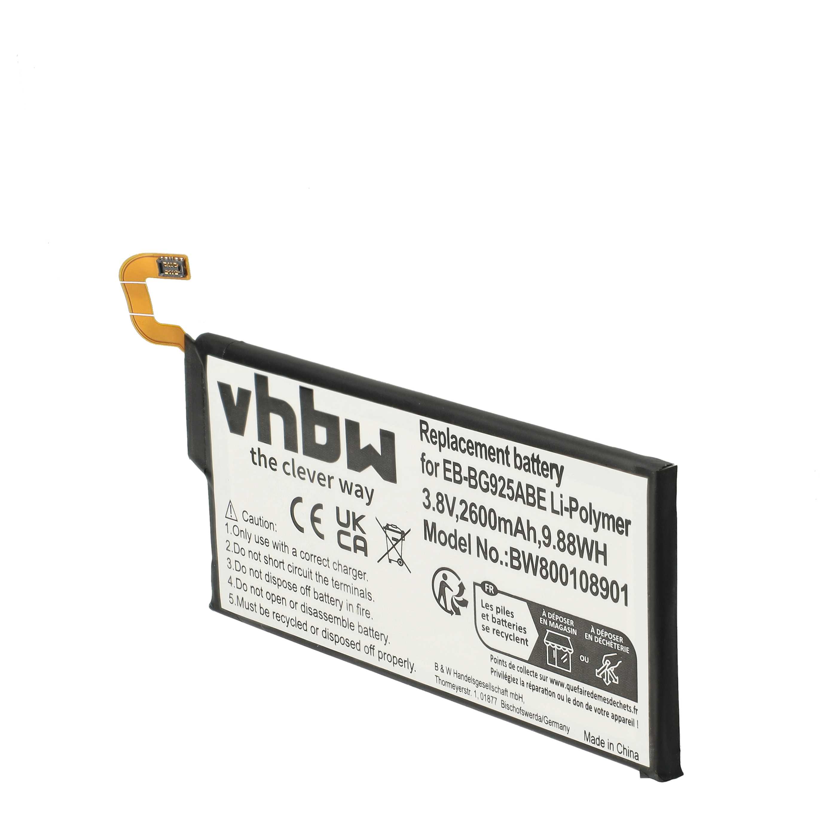 Akumulator do telefonu smartfona zamiennik Samsung EB-BG925ABE - 2600 mAh 3,8 V LiPo