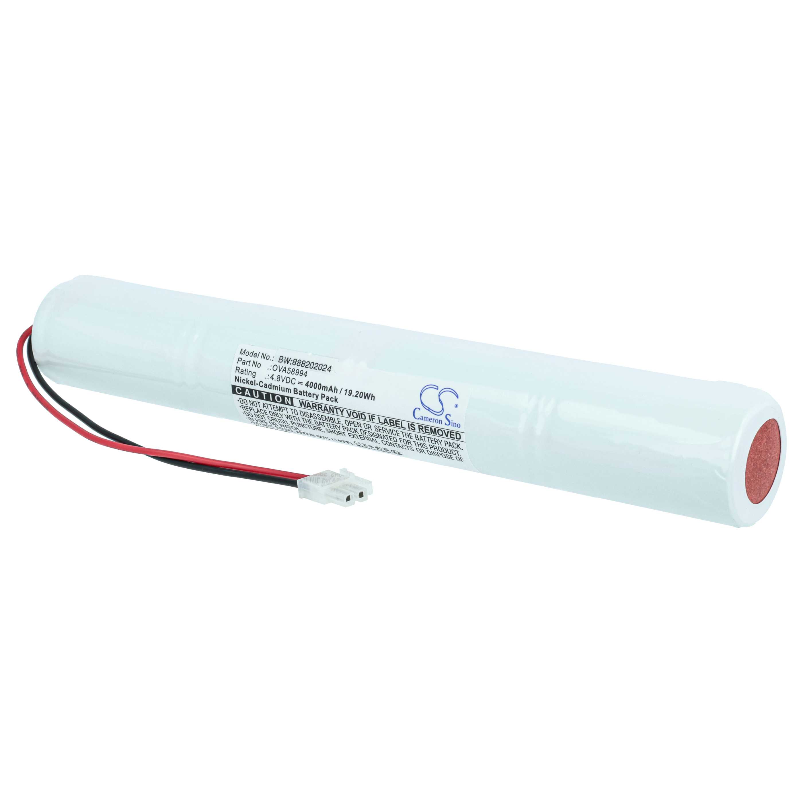 Batería reemplaza Schneider OVA58994 para iluminación emergencia (4000 mAh, 4,8 V, NiCd)