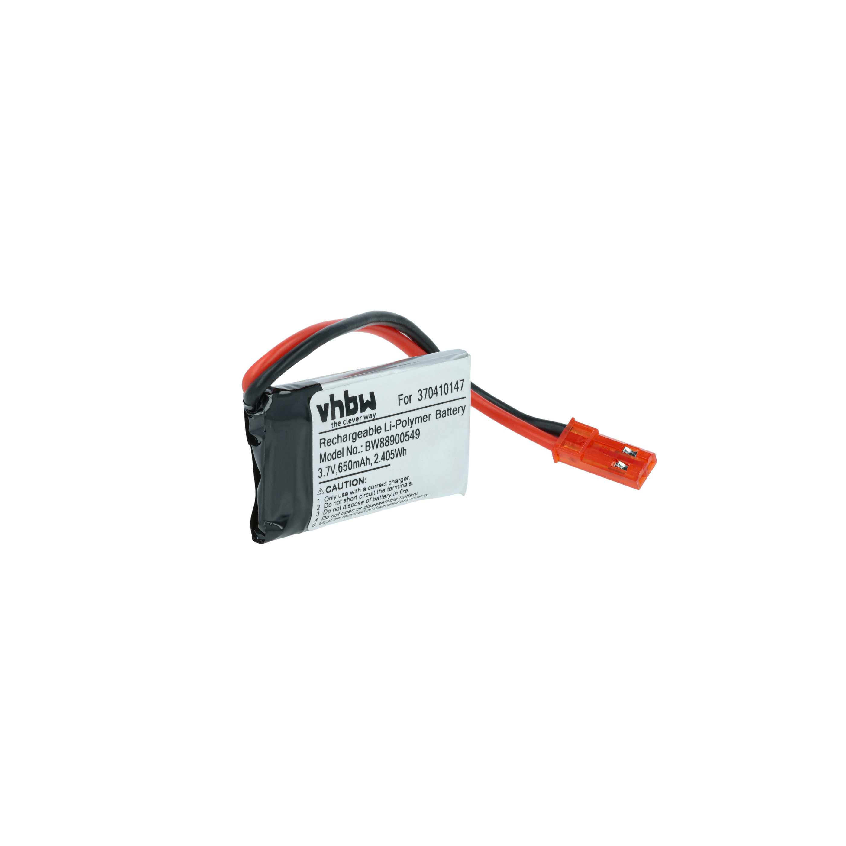 Batterie (4 pcs.) remplace Carrera 370410147 modèle radio-télécommandé - 650mAh 3,7V Li-polymère, JST BEC