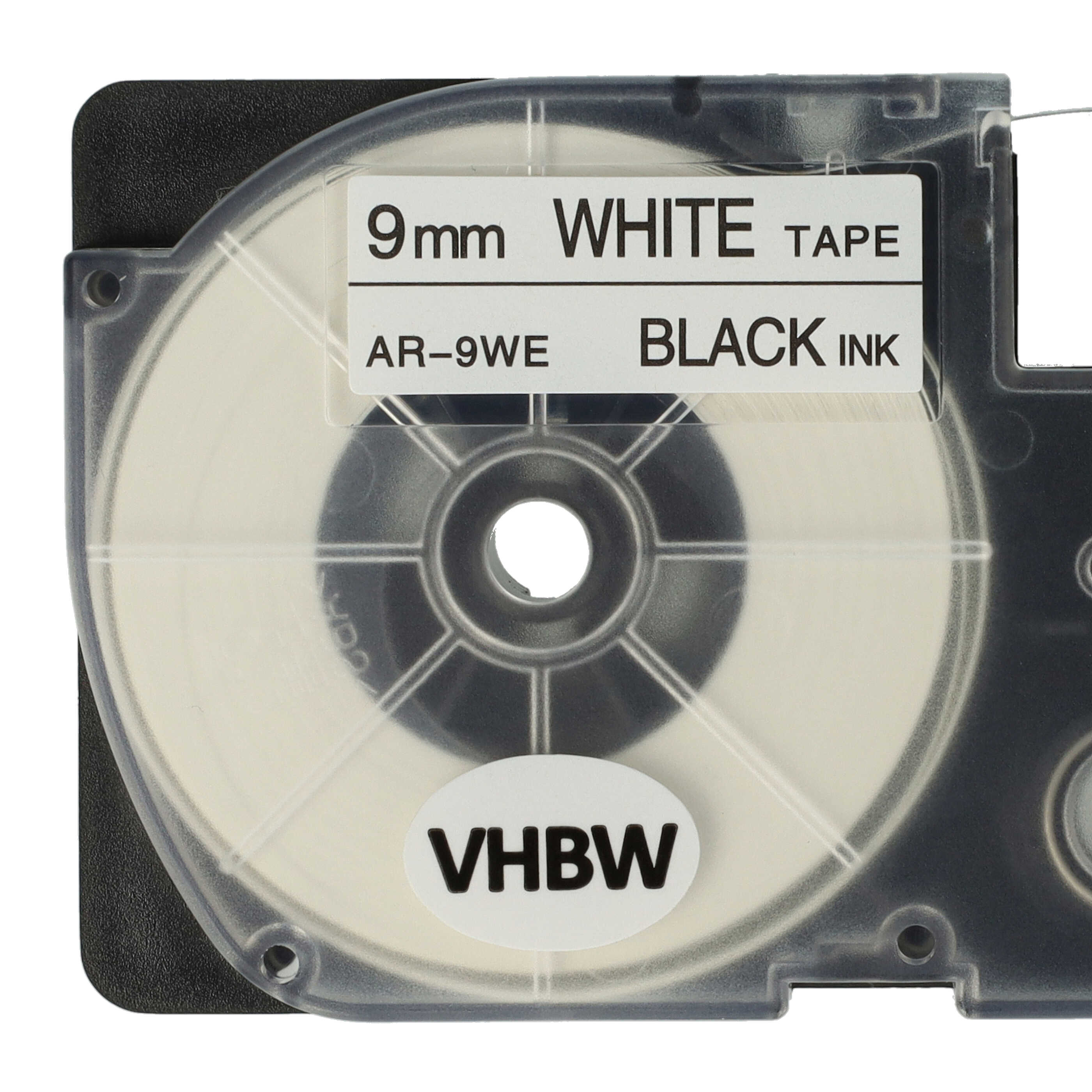 50x Label Tape replaces Casio XR-9WE1, XR-9WE - 9 mm Black to White