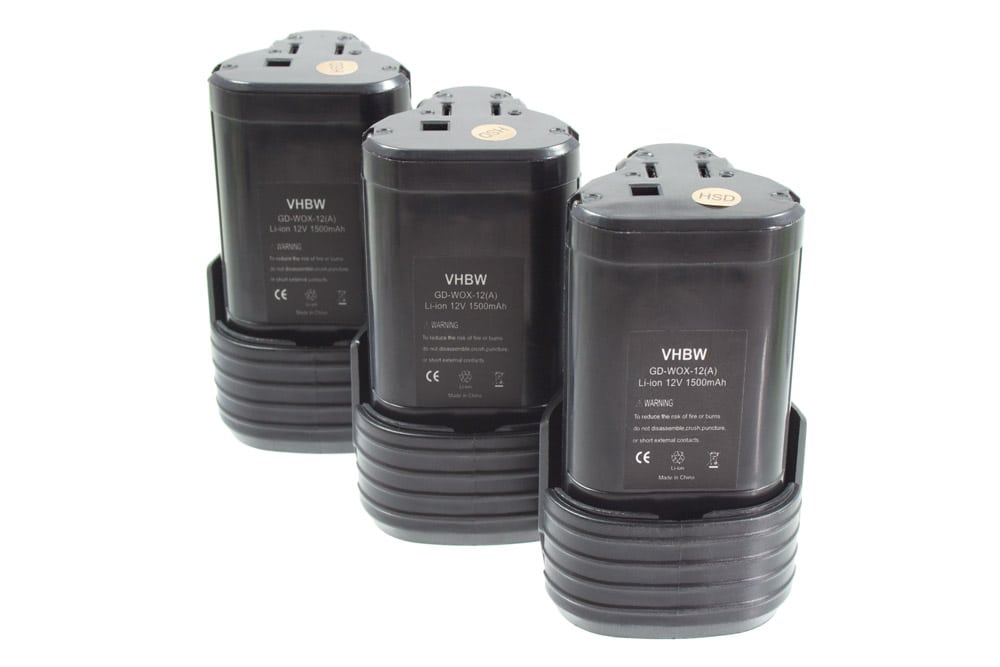 Batteries (3x pièces) remplace Worx WA3503 pour outil électrique - 1500 mAh, 12 V, Li-ion