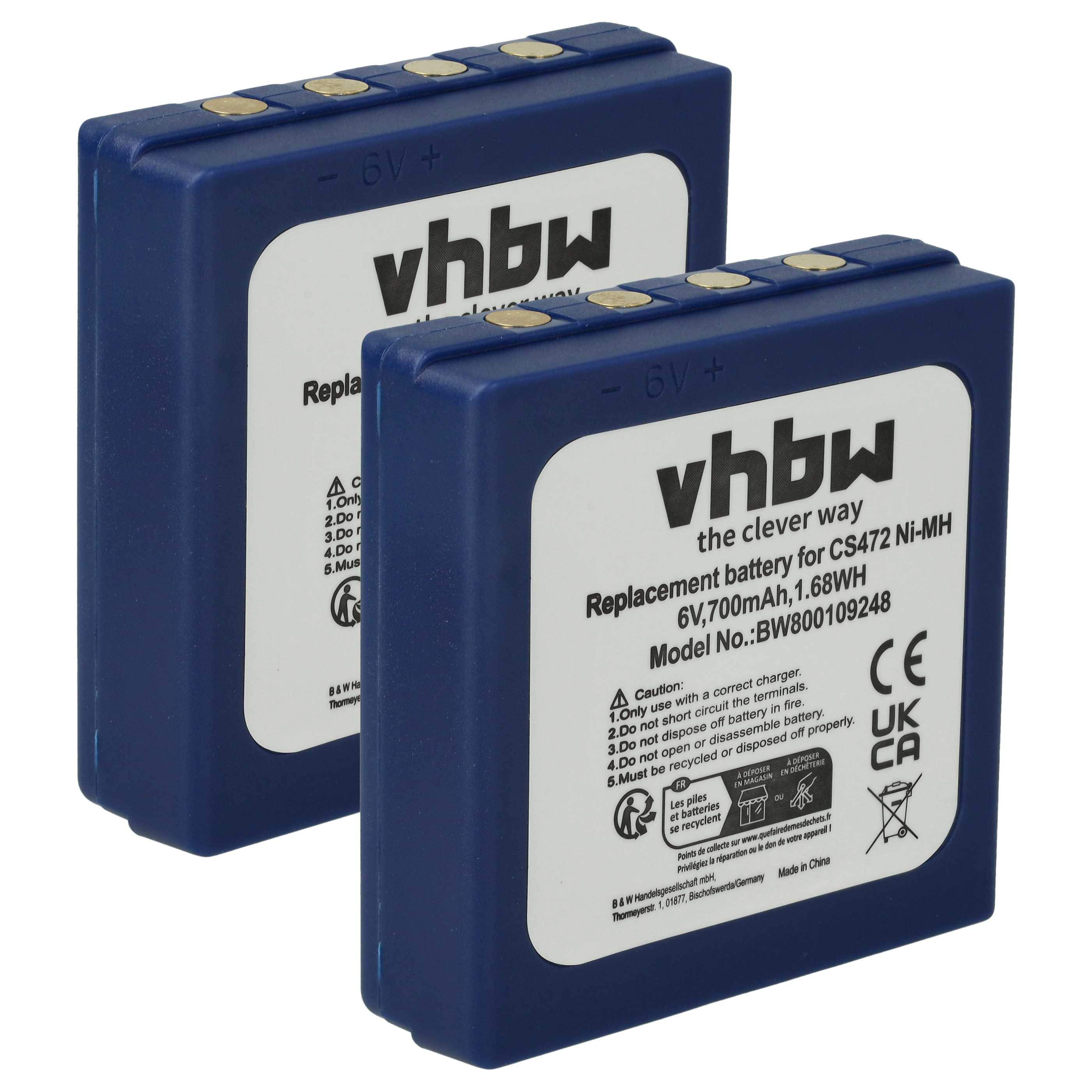 Radio 2x Battery replaces HBC BA222060, BA222061, BA203060, FBFUB03, AF-FUB03M, KH68302500 - 700 mAh 6 V NiMH