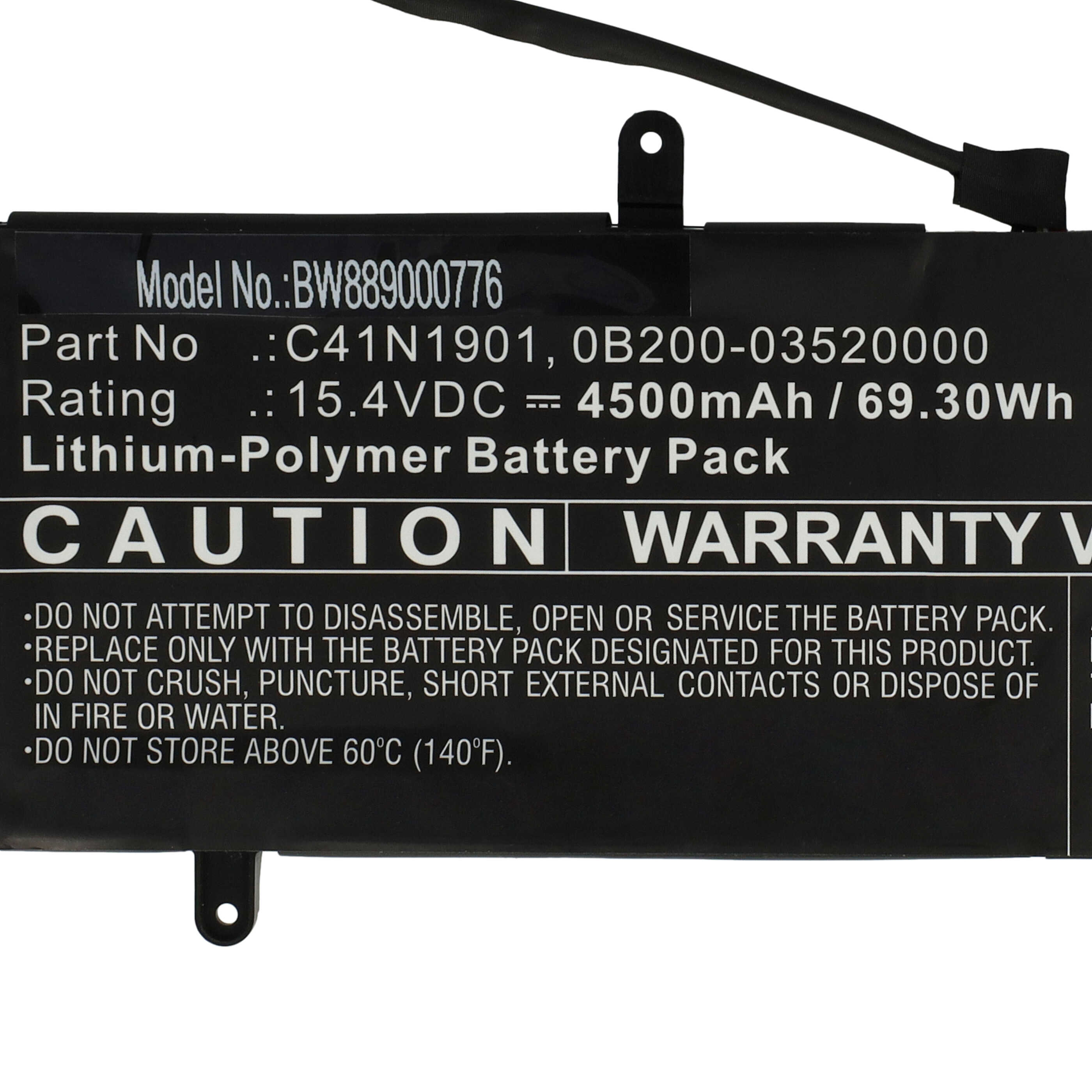 Akumulator do laptopa zamiennik Asus 0B200-03520000, 0B200-03520100, C41N1901 - 4500 mAh 15,4 V LiPo