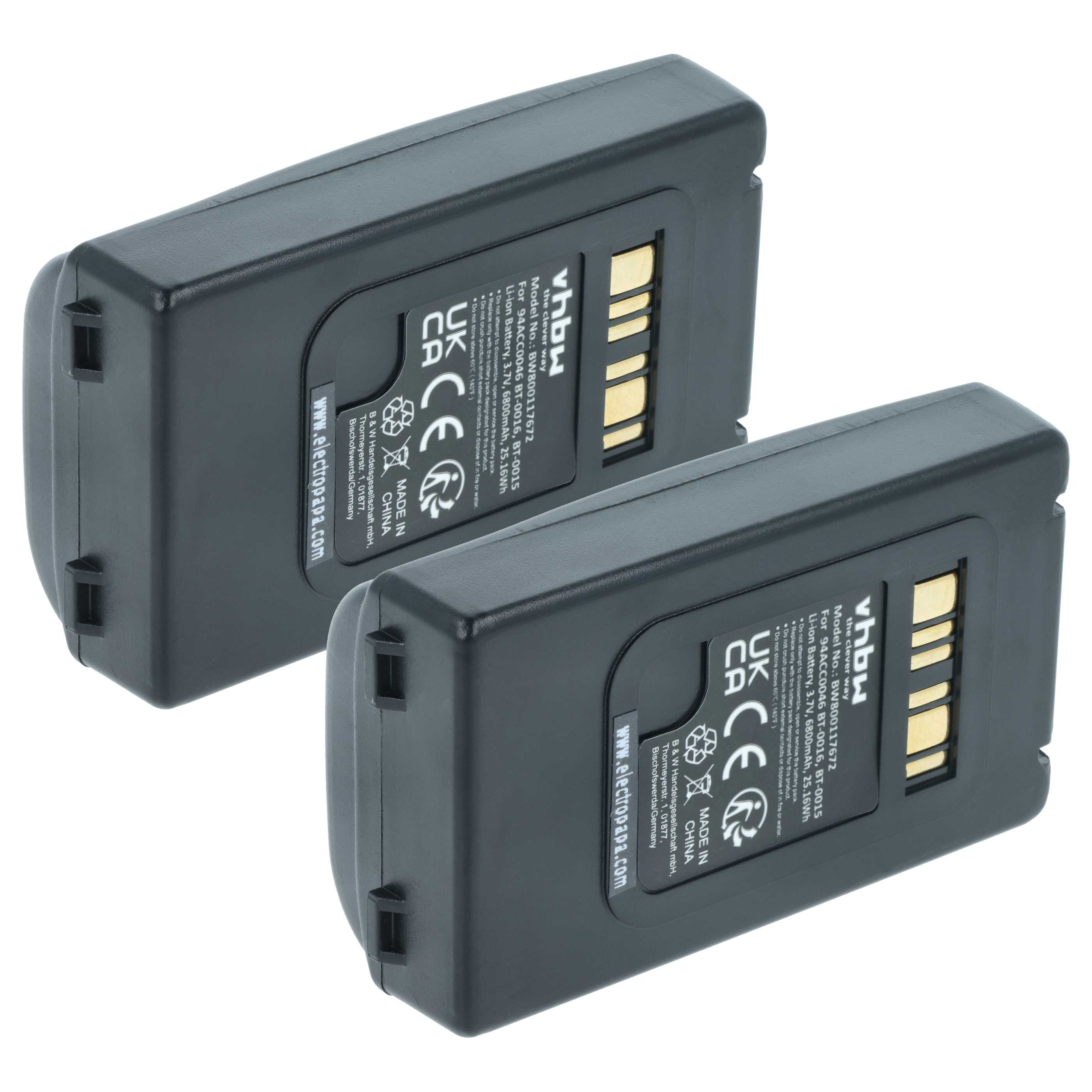 2x Batteria sostituisce Datalogic 94ACC0048, 94ACC0046 per barcode scanner Datalogic - 6800mAh 3,7V Li-Ion