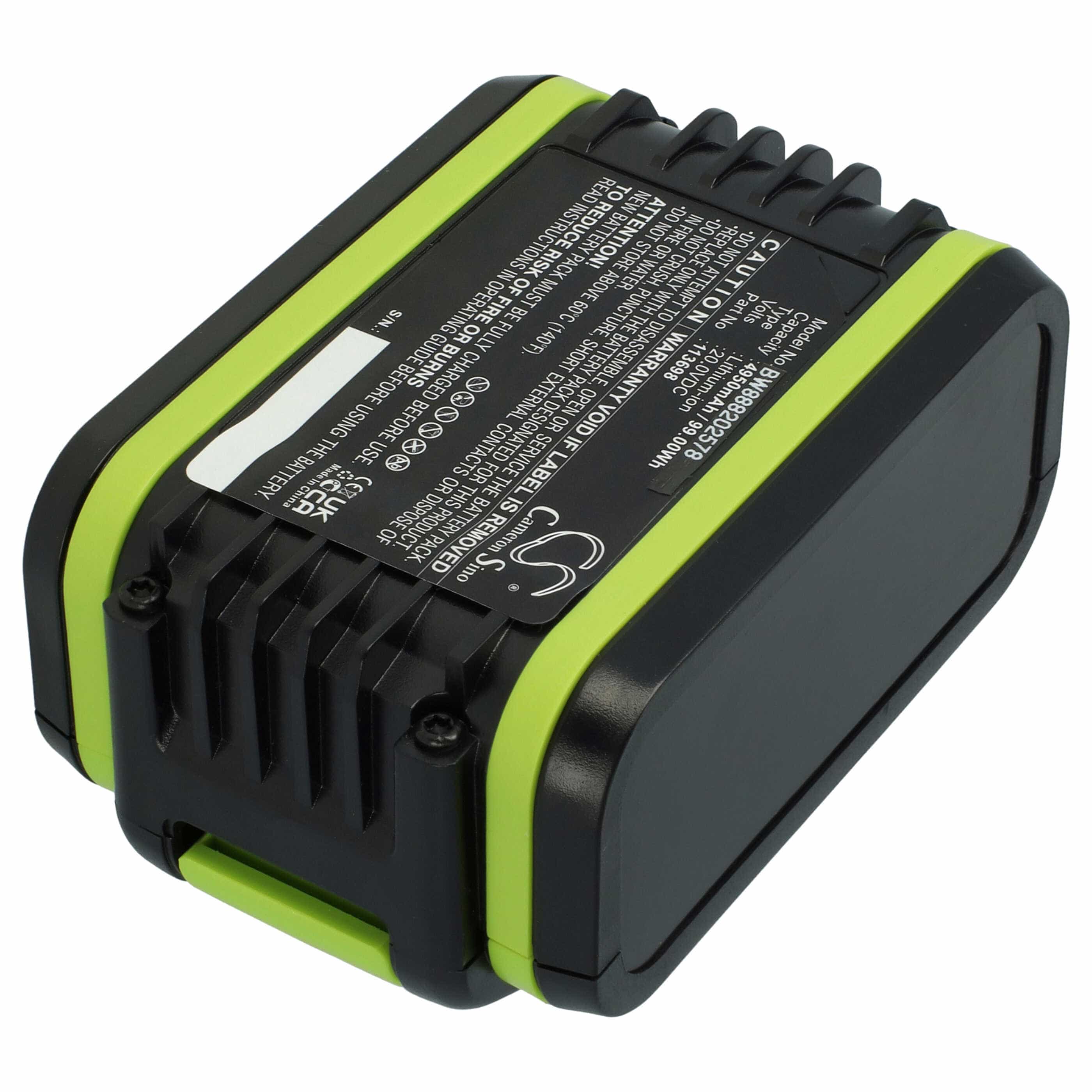 Batterie remplace Worx WA3553, WA3604 pour outil de jardinage - 5Ah 20V Li-ion